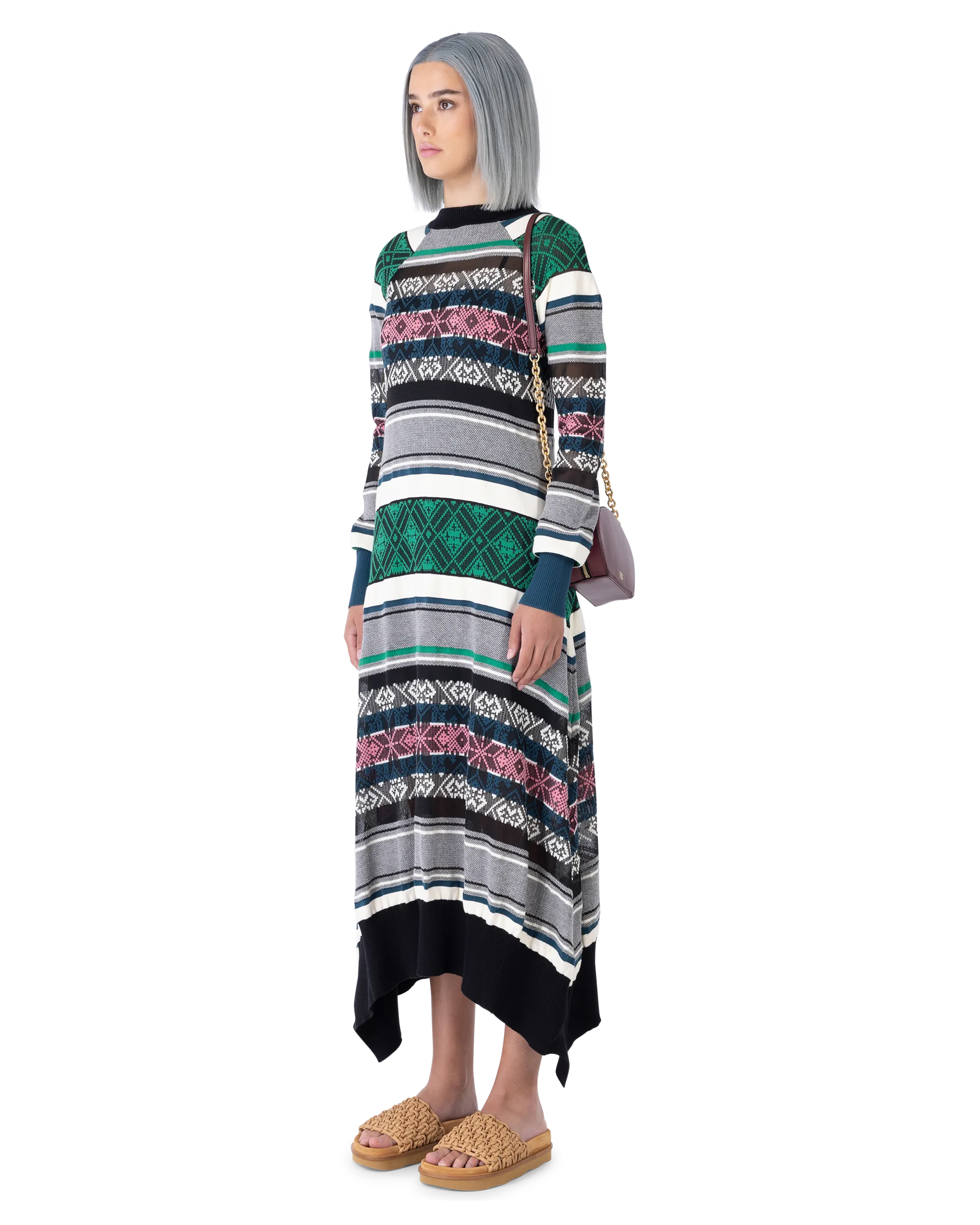 Jacquard Knit Sweater Dress