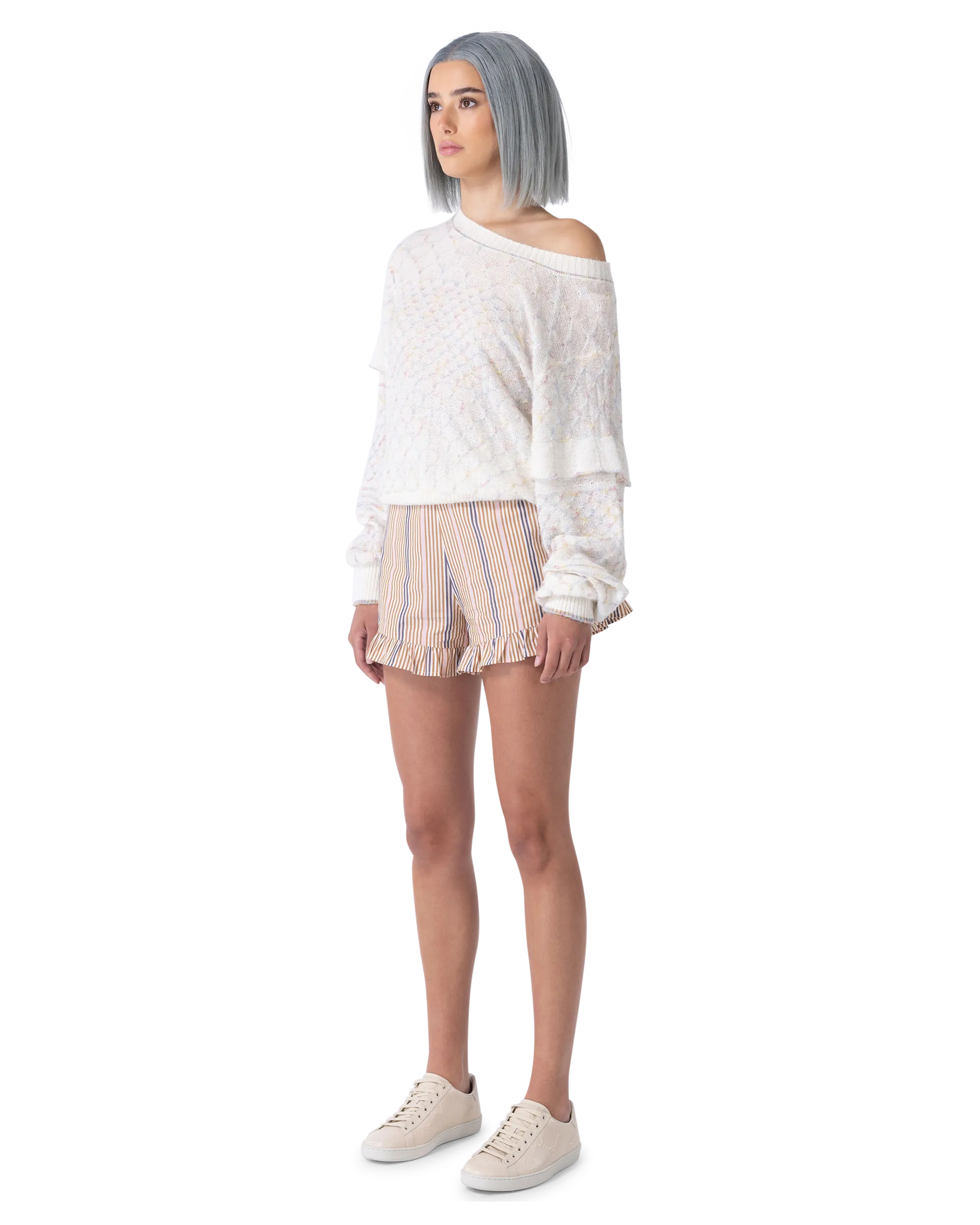 Striped Poplin Mini Shorts