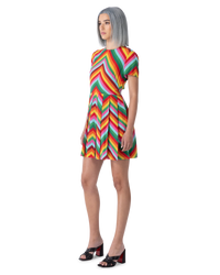 Optical Multicolor Printed Mini Dress