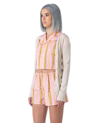 Cropped Chain Print Cotton Pyjama Top