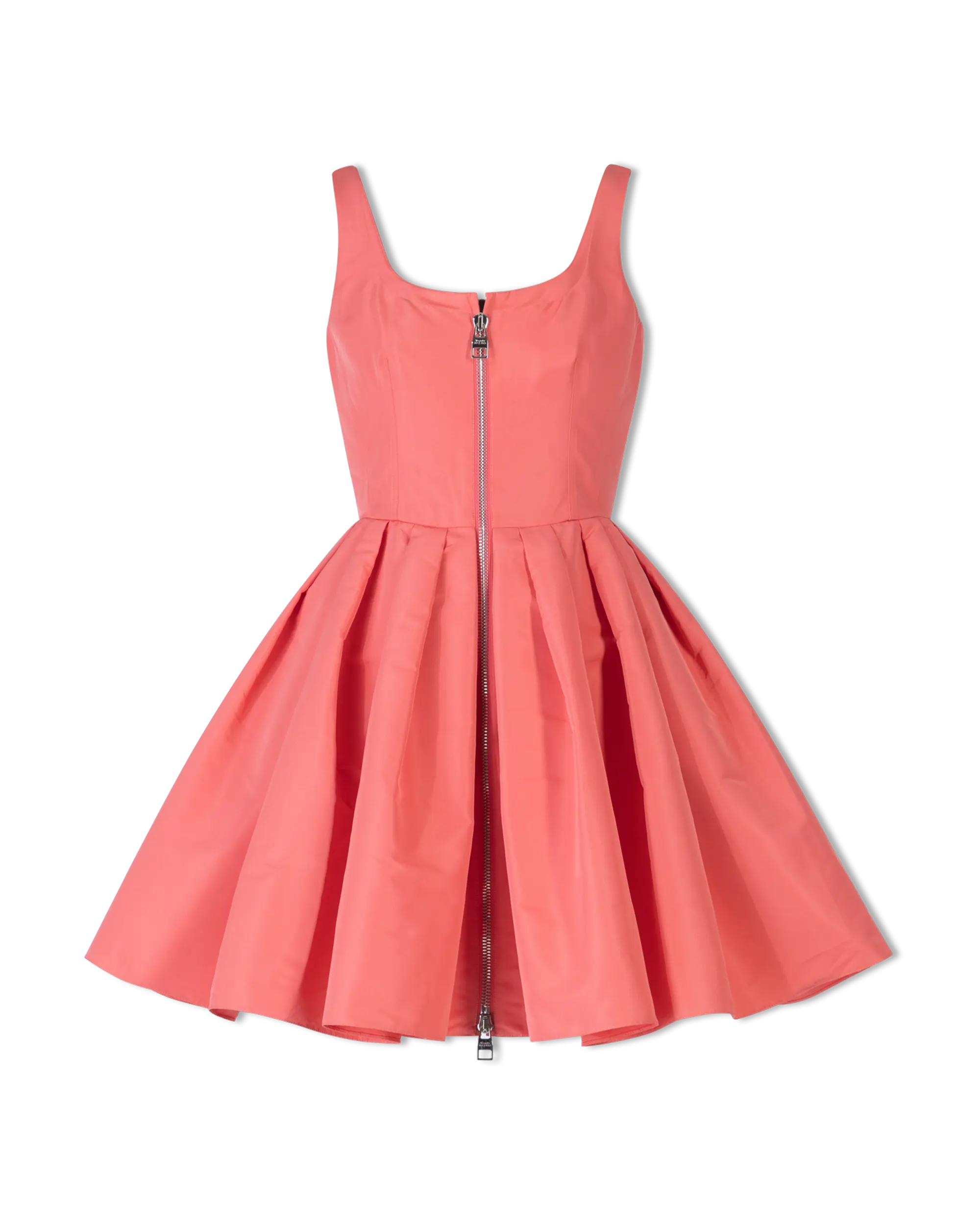 Sleeveless Taffeta Zipfront Mini Dress