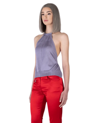 Backless Butterfly Halter Knit Top