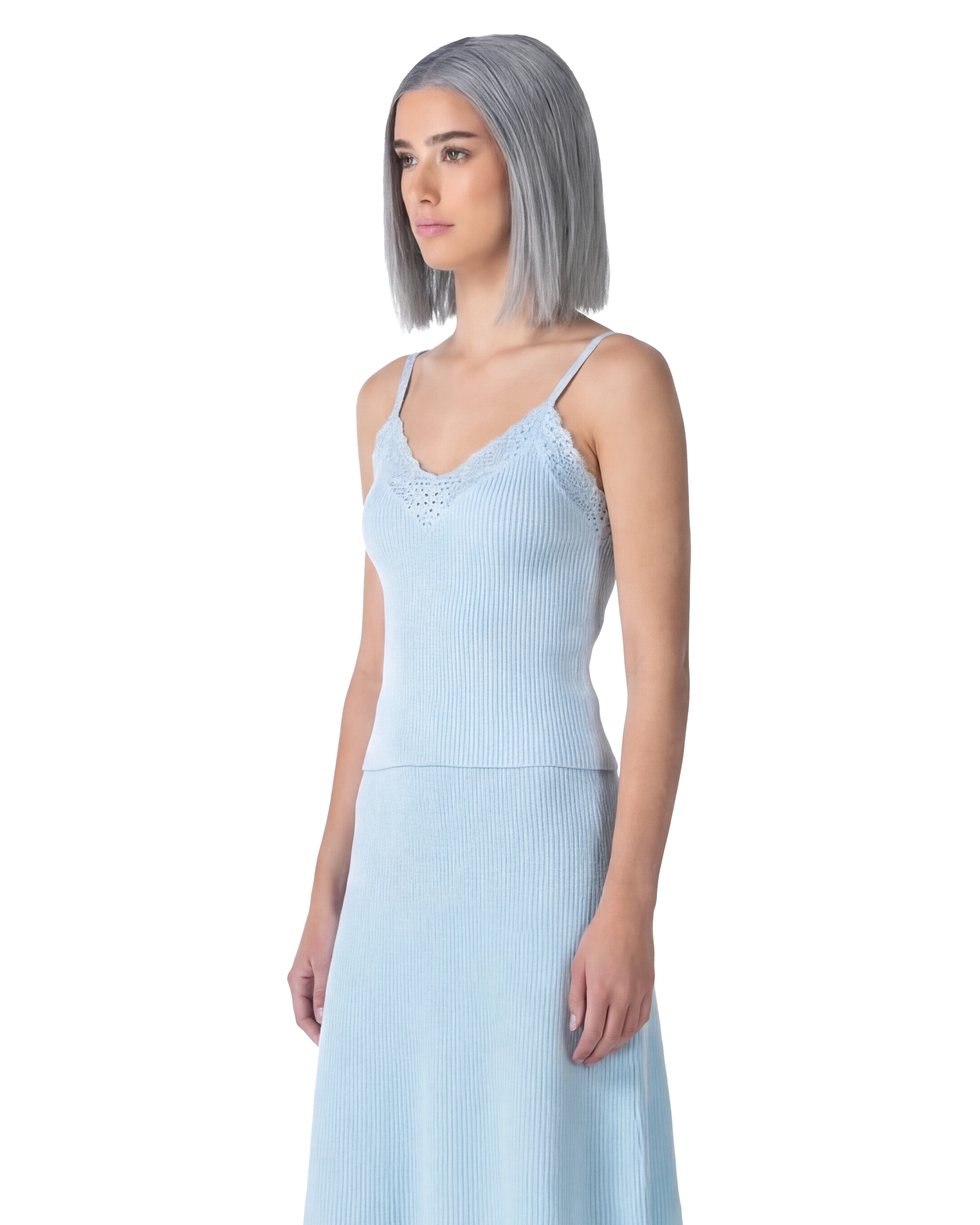 Lace Viscose Knit Slip Top