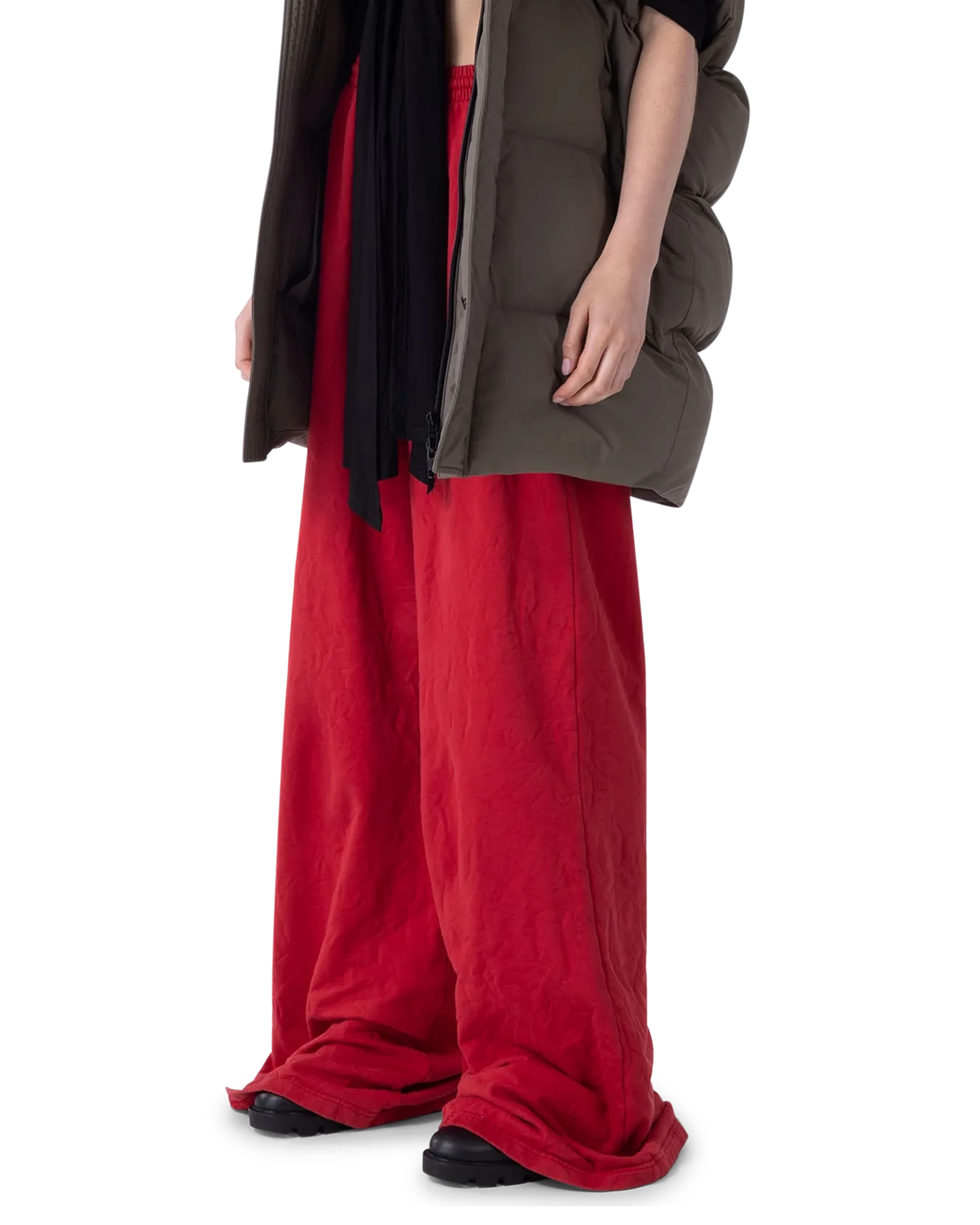 Red Cotton Molleton Extra Long Pants by Balenciaga | DIHSAN