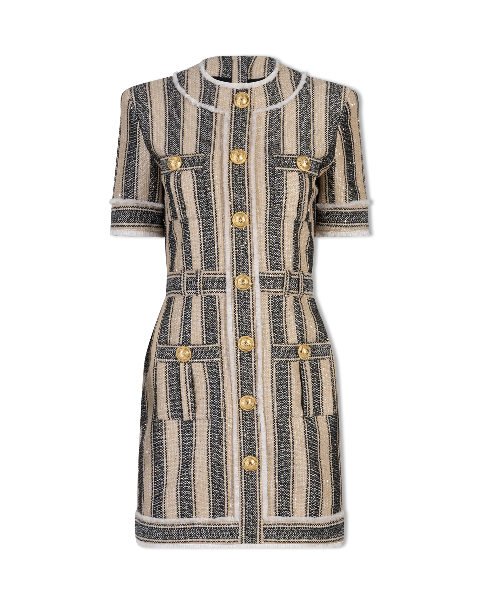 Metallic Striped Piqué Short Dress