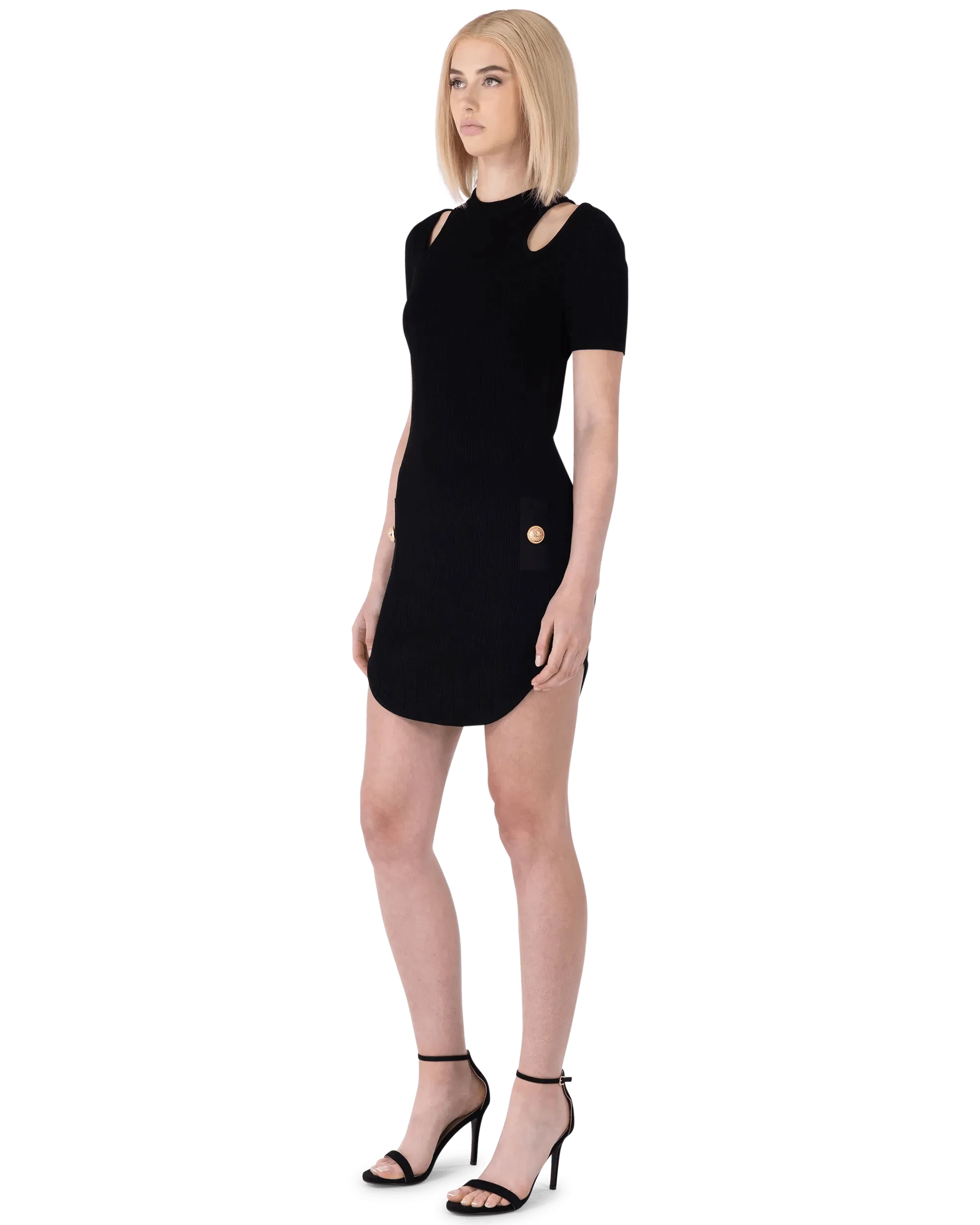 Cold Shoulder Knitted Mini Dress - DIHSAN