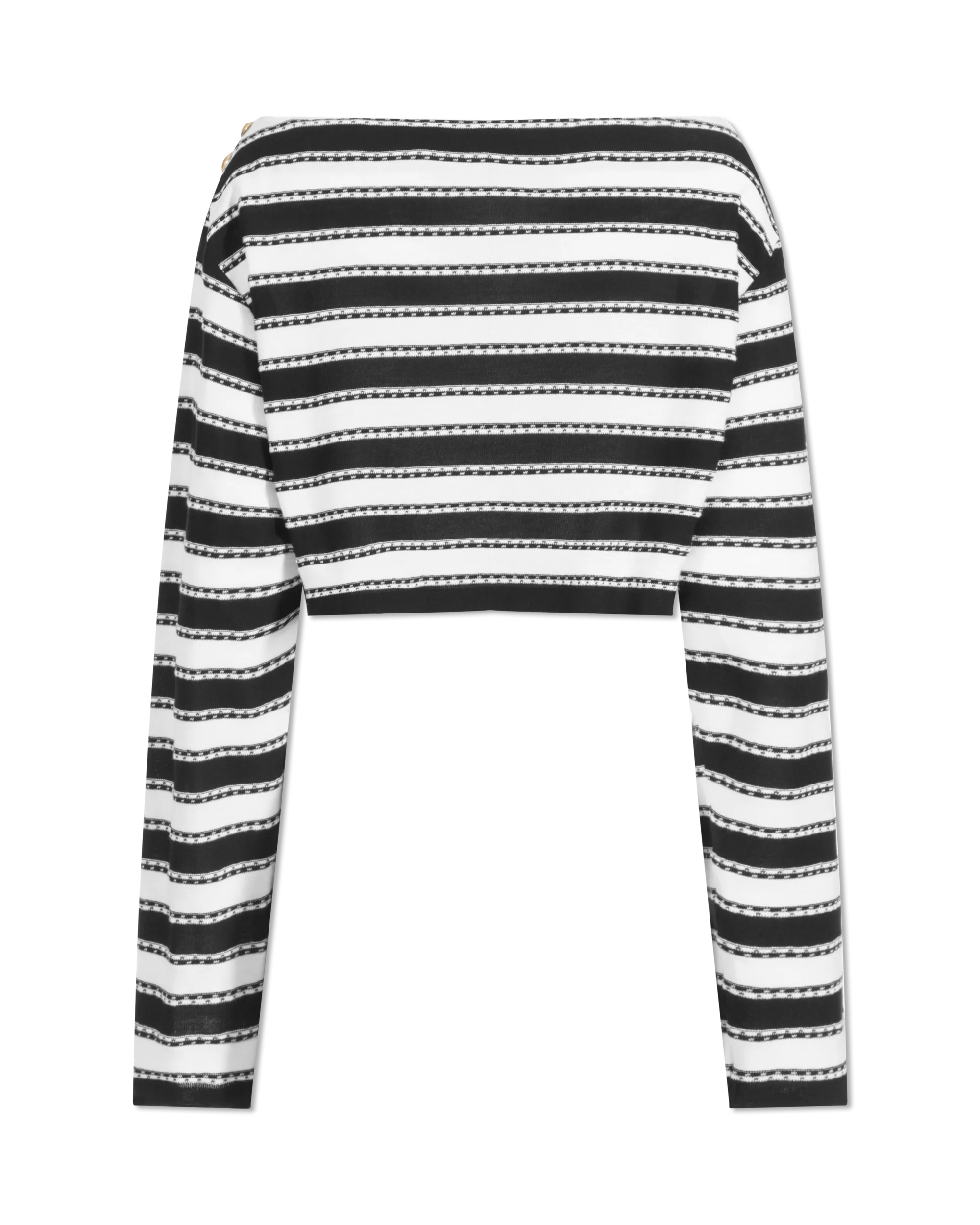 3 Button Striped Knit Crop Top