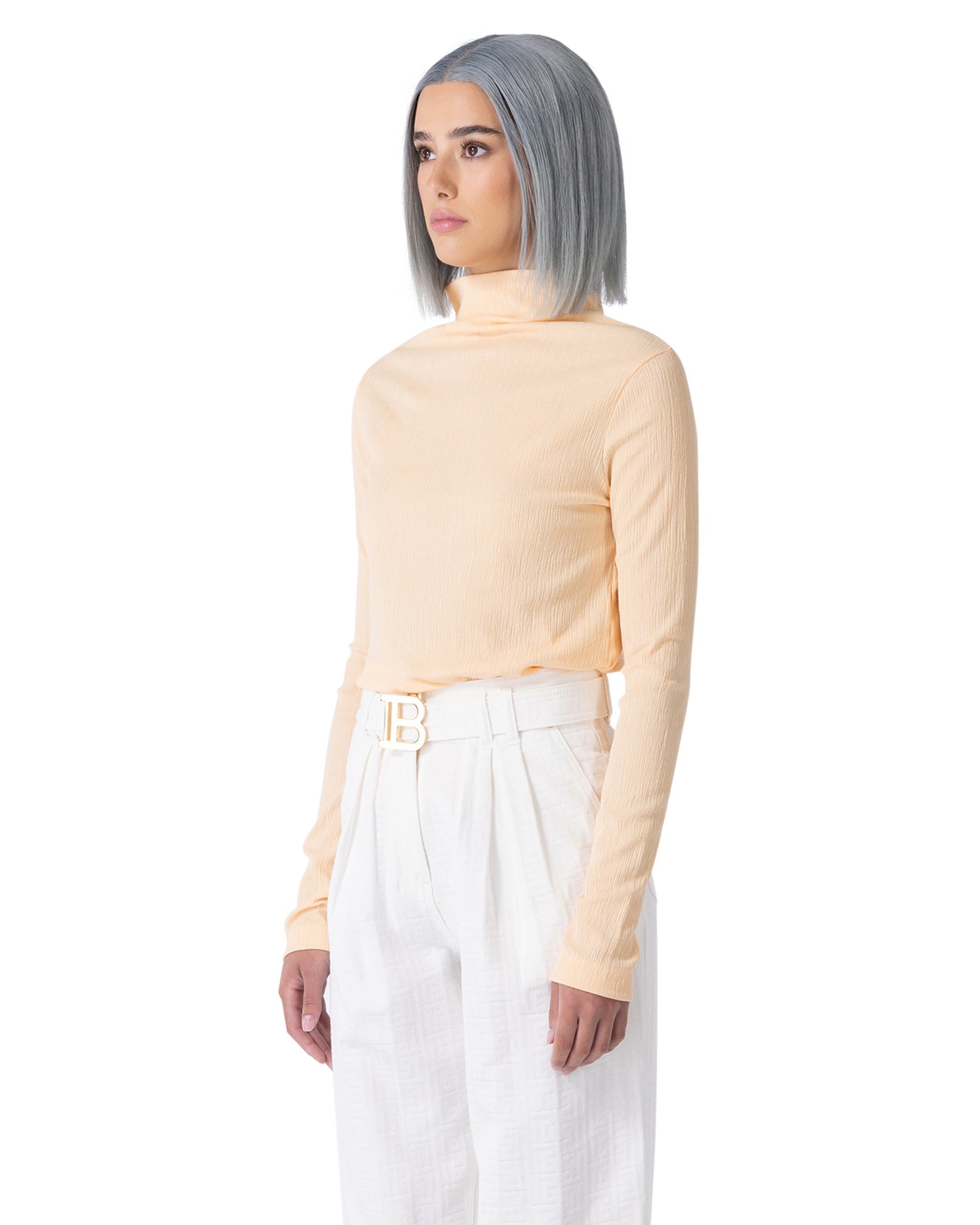 High Waisted Belted Monogram Denim Pants