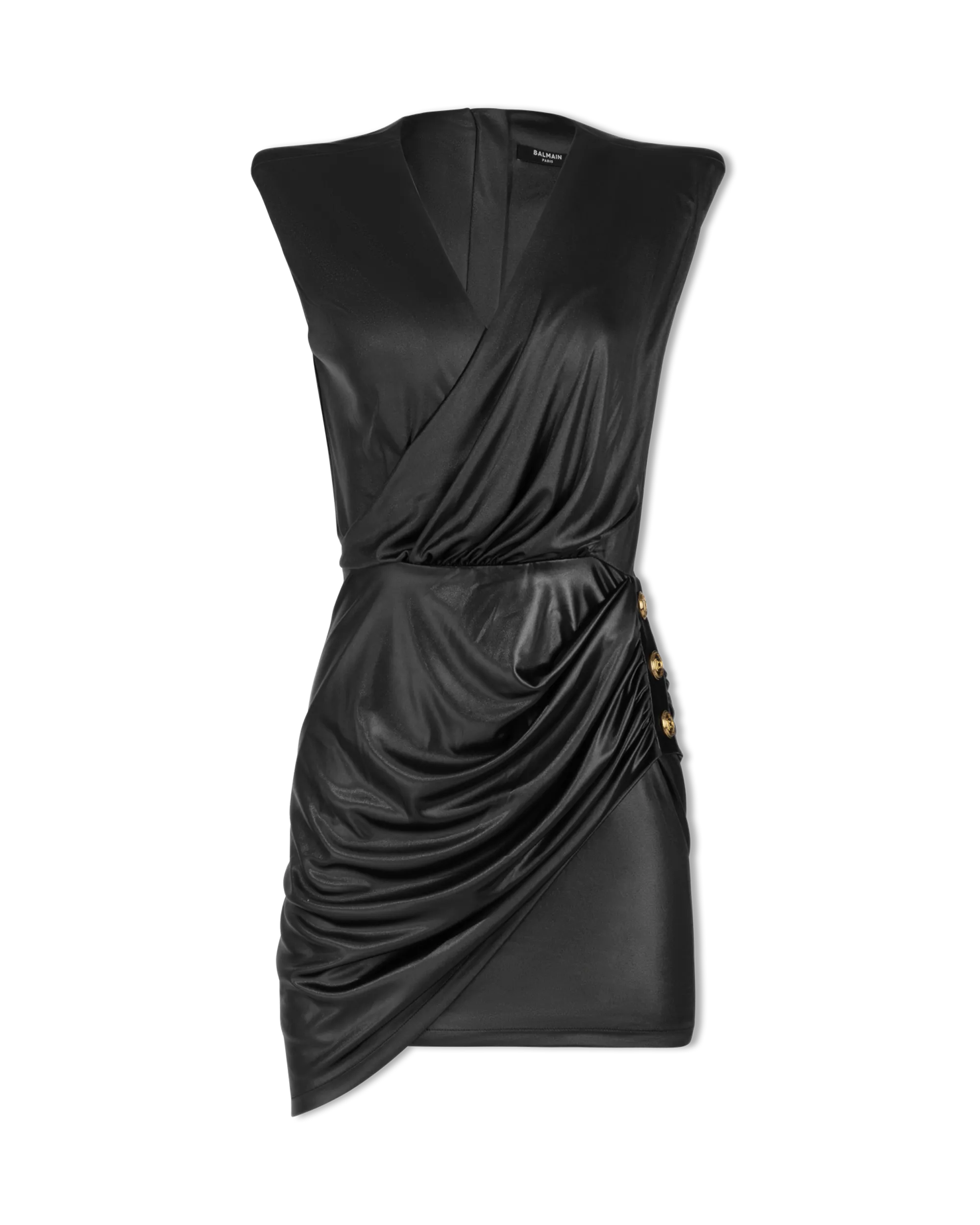 Sleeveless Draped Jersey Mini Dress