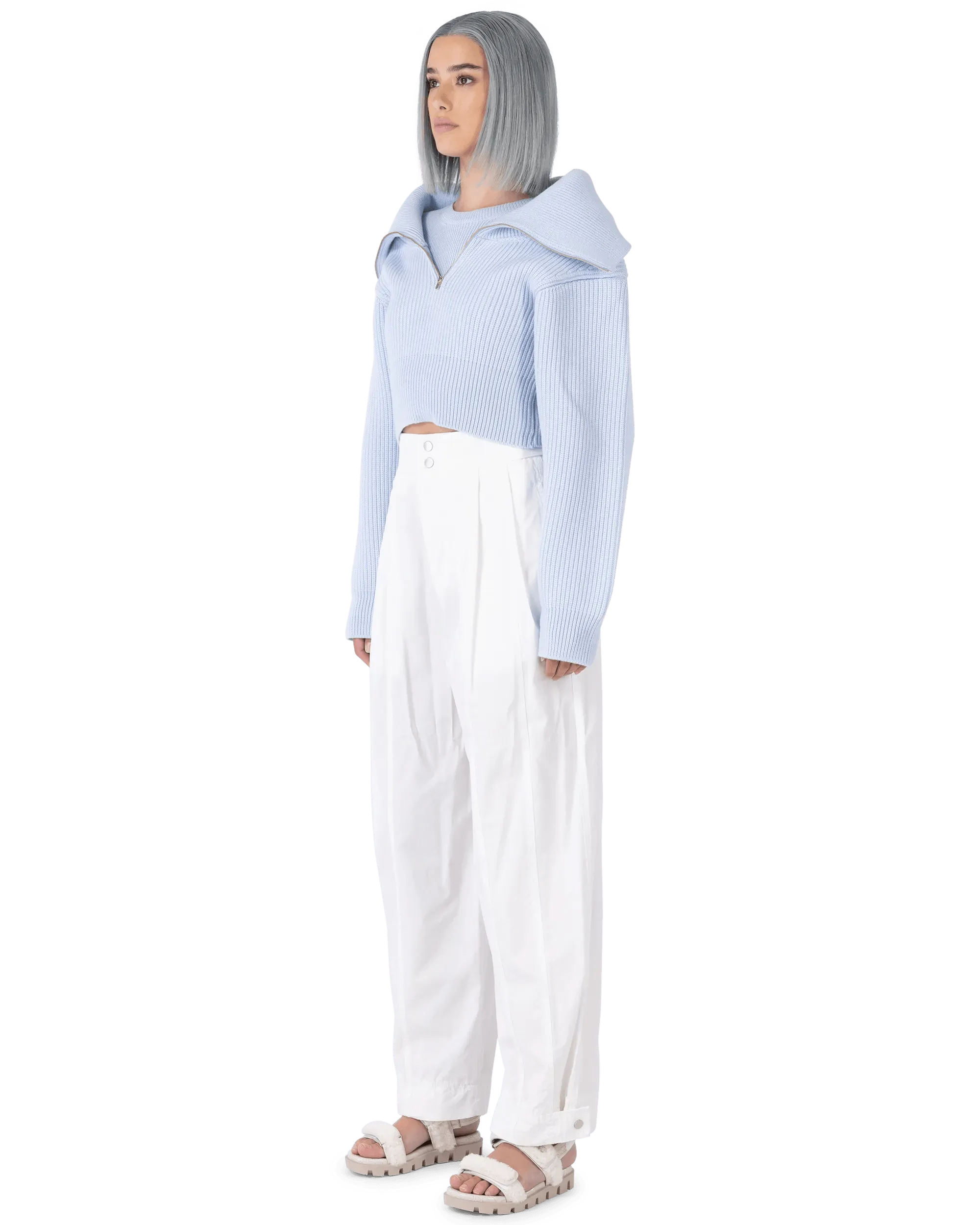 Double Pleated Cotton Pants - DIHSAN