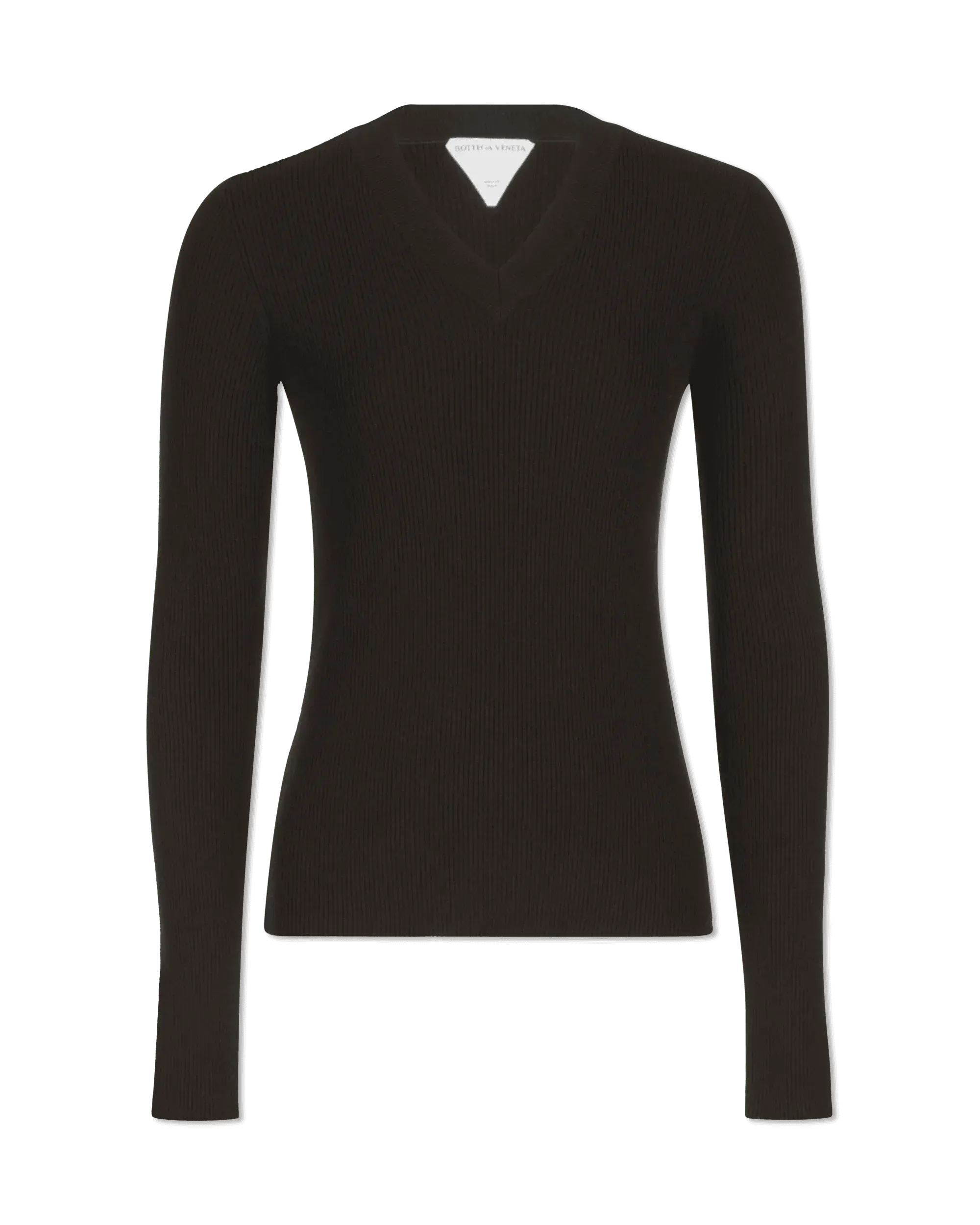 Lightweight Wool Ribbed V-Neck Sweater - DIHSAN