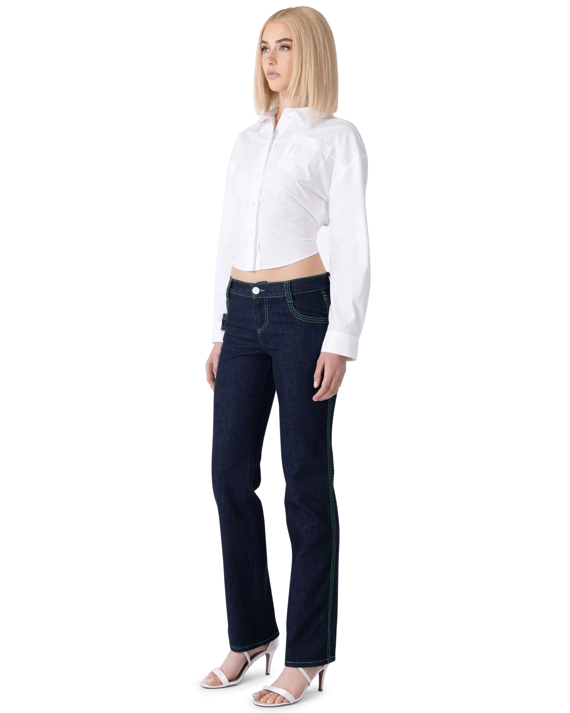 Embroidered 3-Stitch Denim Pants - DIHSAN