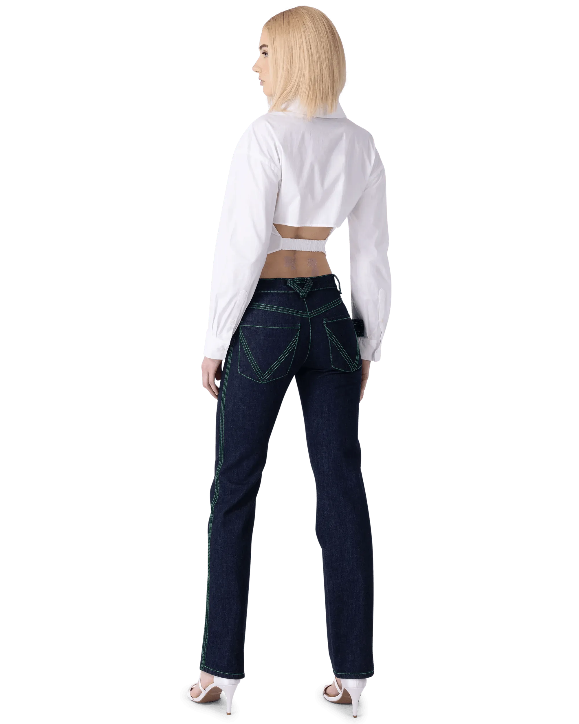 Embroidered 3-Stitch Denim Pants