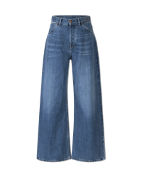 Logo Embroidered Wide Leg Jeans - DIHSAN