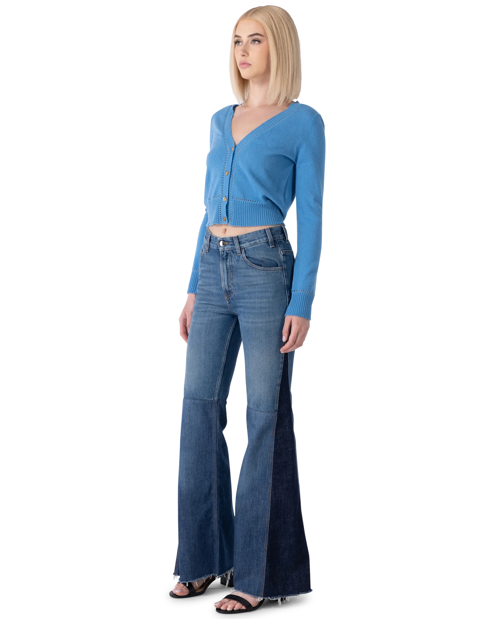 Distressed Hem Flared Leg Jeans - DIHSAN