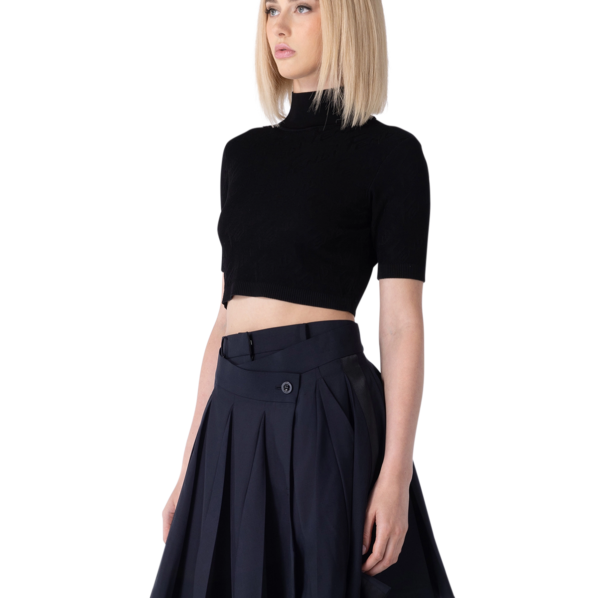 Fendi Brush Mock Neck Crop Top – Black | DIHSAN