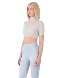 Semi-Sheer Turtleneck Crop Top