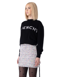 Two-Tone Cashmere Logo Crewneck Sweater