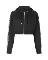 Logo Tape Cropped Zip Up Hoodie - DIHSAN