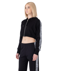 Logo Tape Cropped Zip Up Hoodie