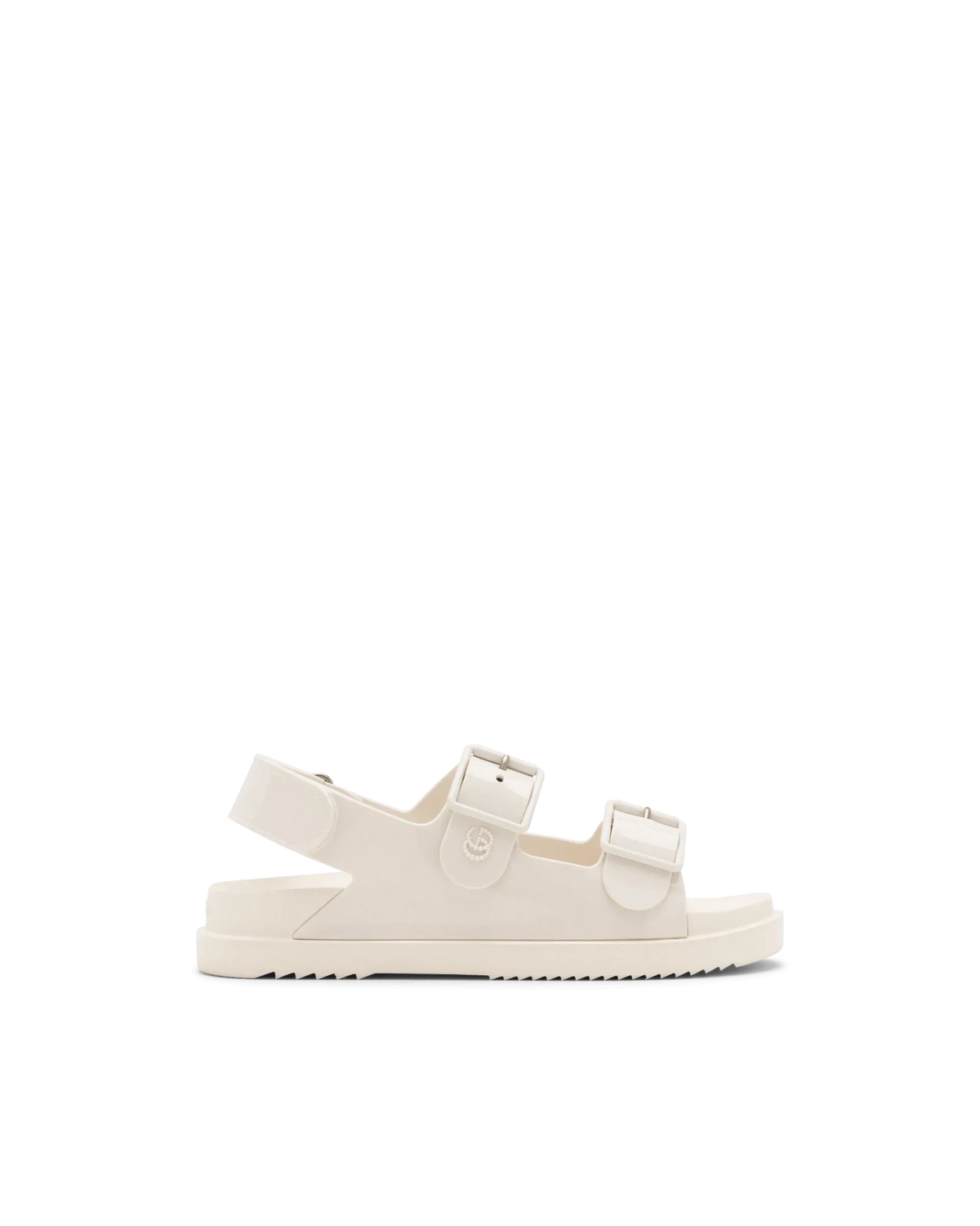 Gucci Off-White Isla Buckled GG Rubber Sandals | DIHSAN