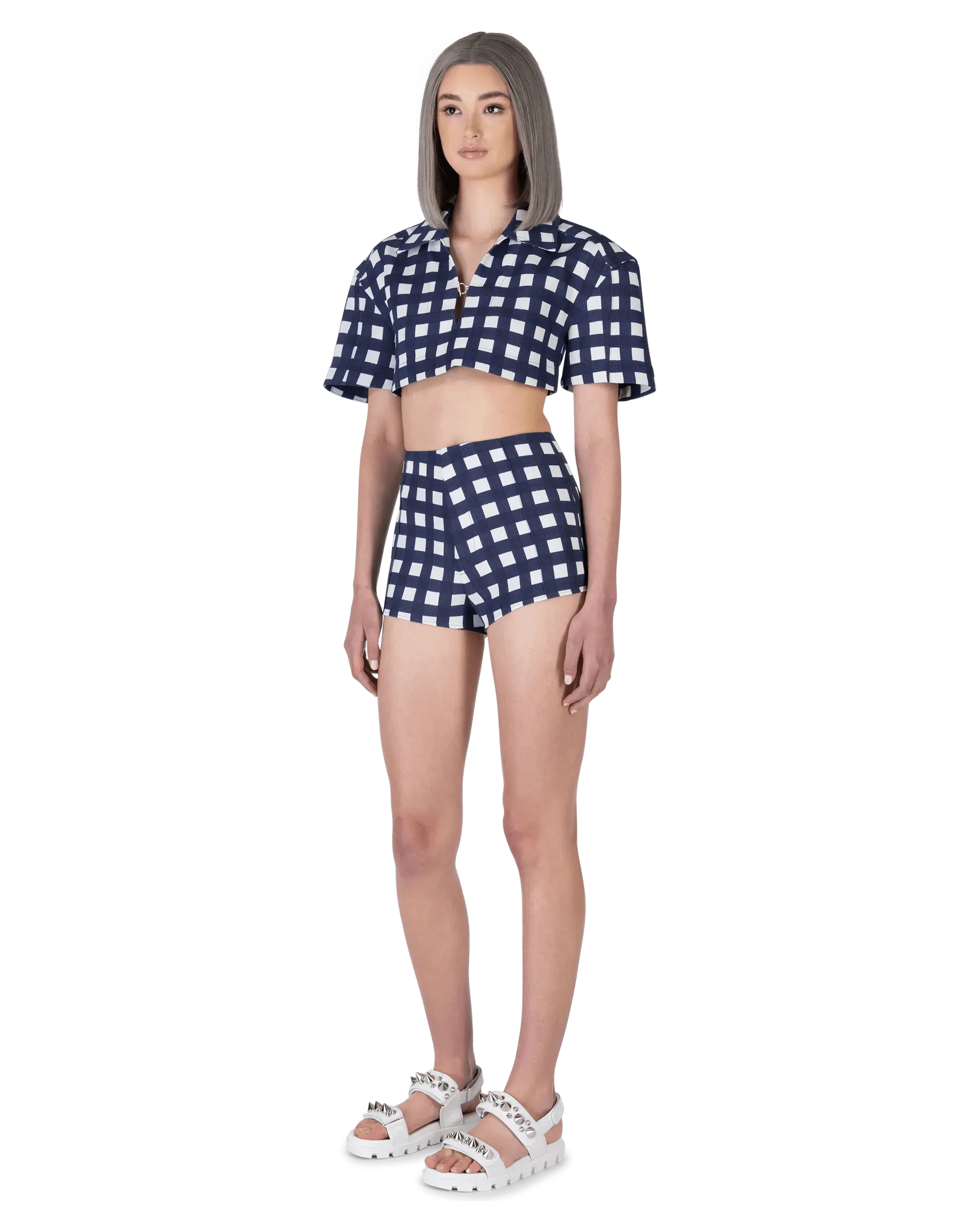 Bebi Check Cropped Top