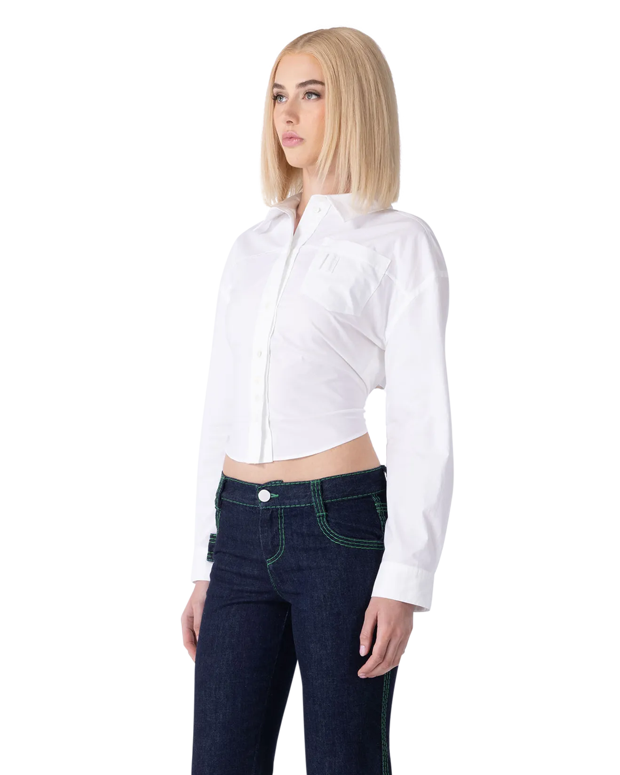 Aqua Back Cut-Out Blouse