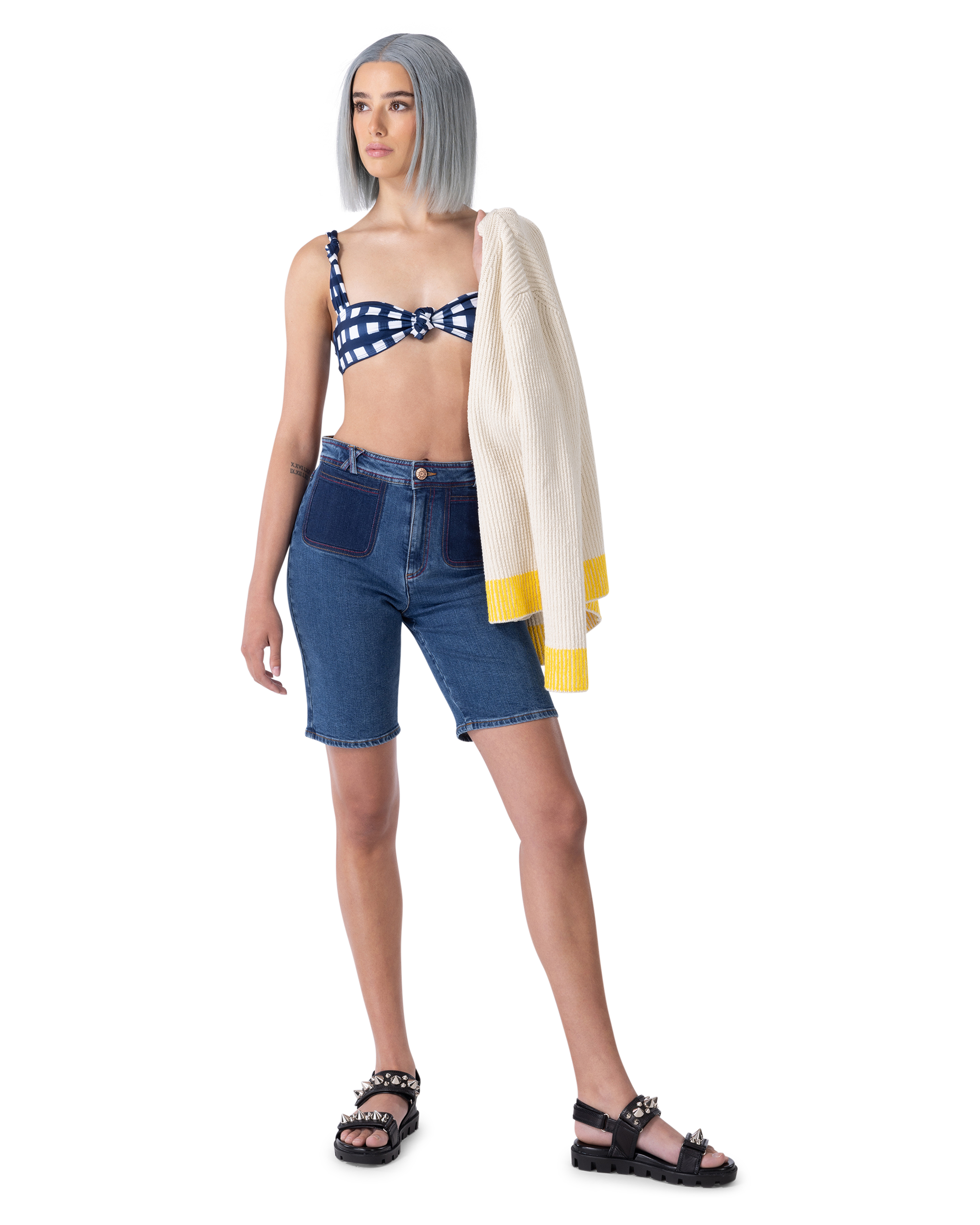 Checkered Recycled Blend Vichy Check Bikini Top by Jacquemus | DIHSAN