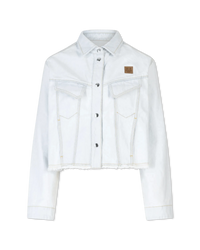 Frayed-Hem Cropped Denim Jacket - DIHSAN