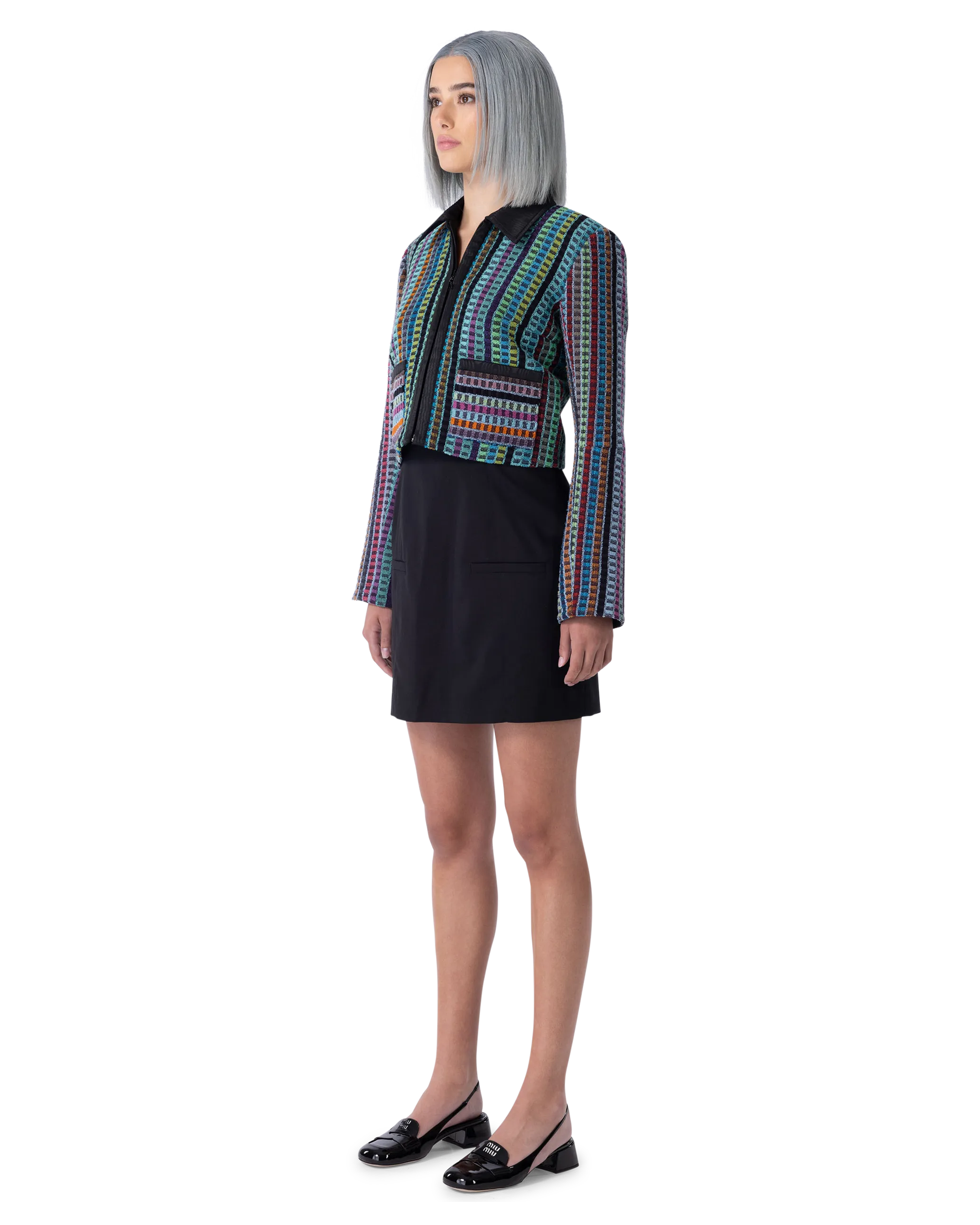 Cropped Textured Boxy Marine Serre Jacket