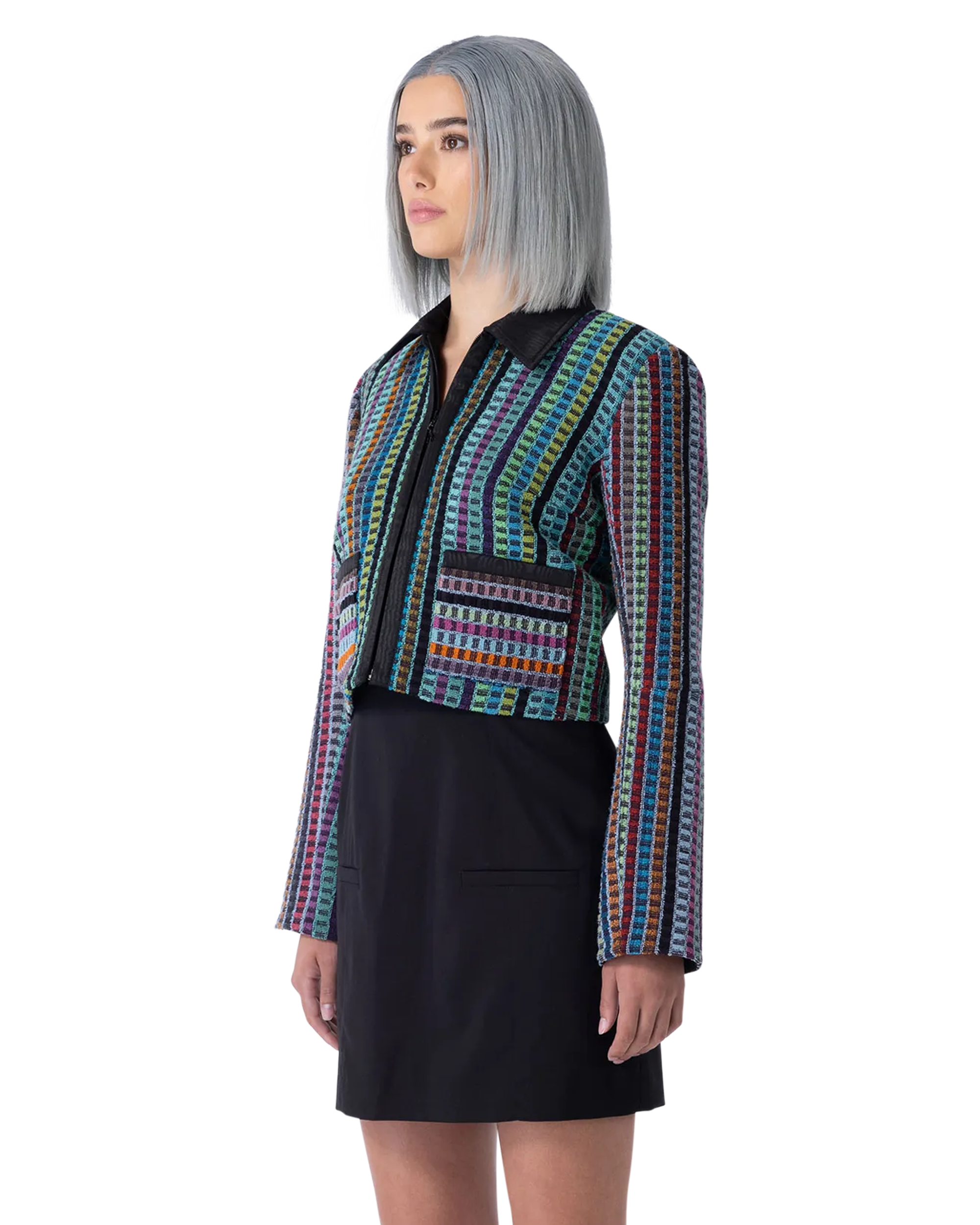 Cropped Textured Boxy Marine Serre Jacket