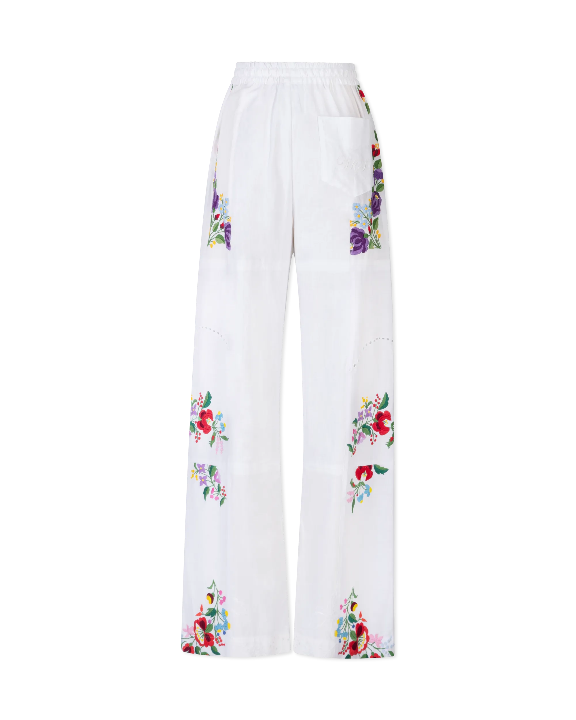 Embroidered Linen Pants