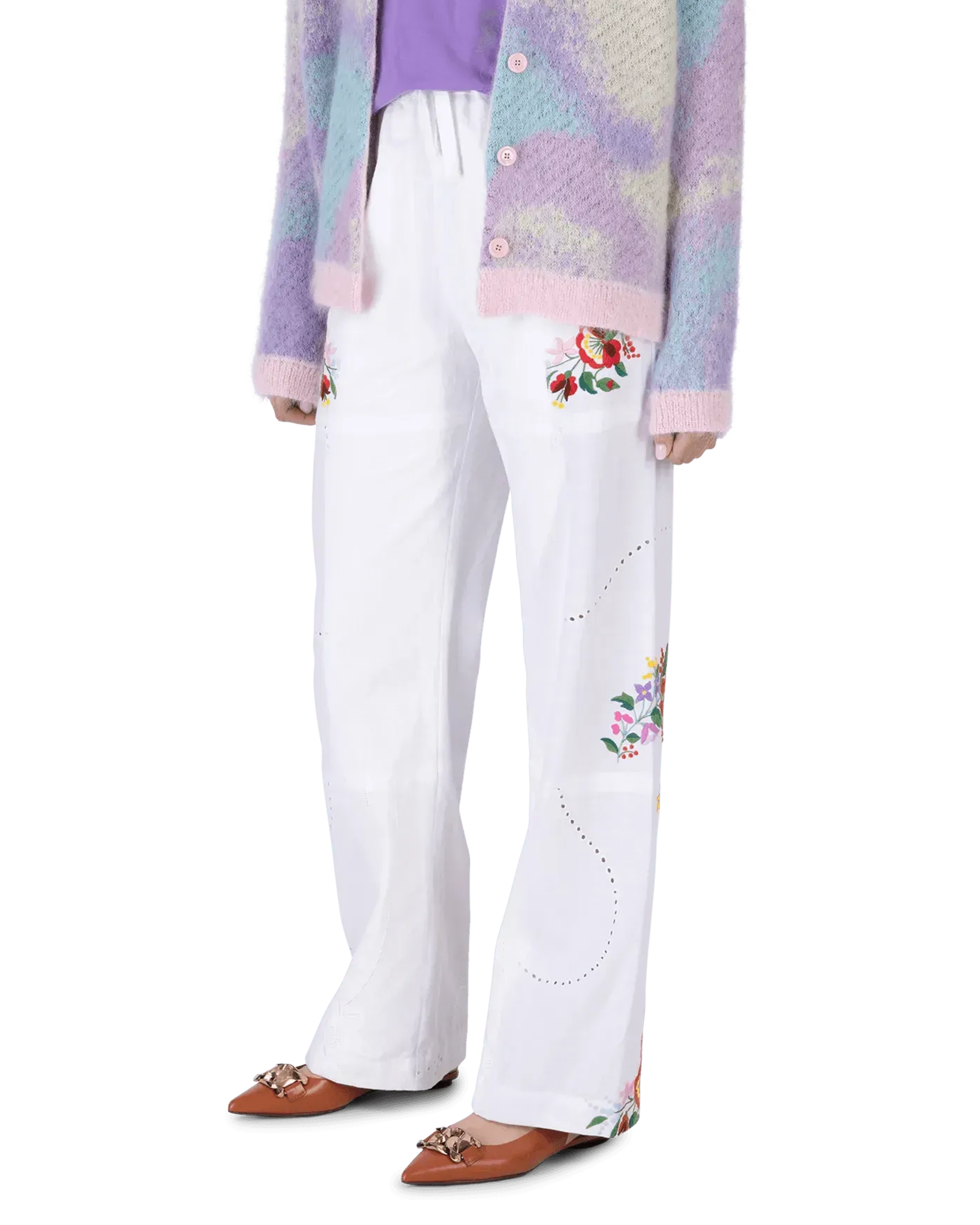 Embroidered Linen Pants