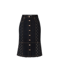 Moon Denim Button-Down Midi Skirt - DIHSAN