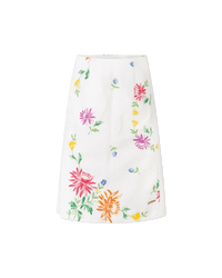 Embroidered Linen Slit Skirt - DIHSAN