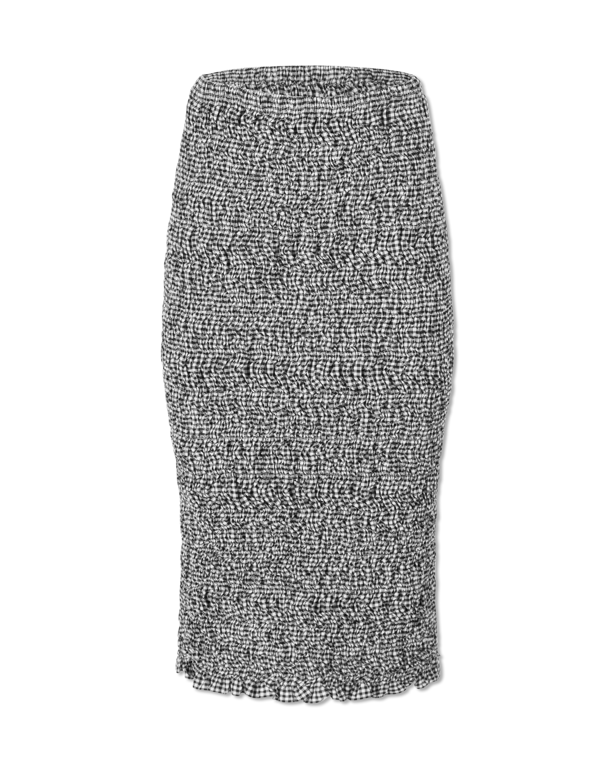 Scrunched Gingham Midi Skirt
