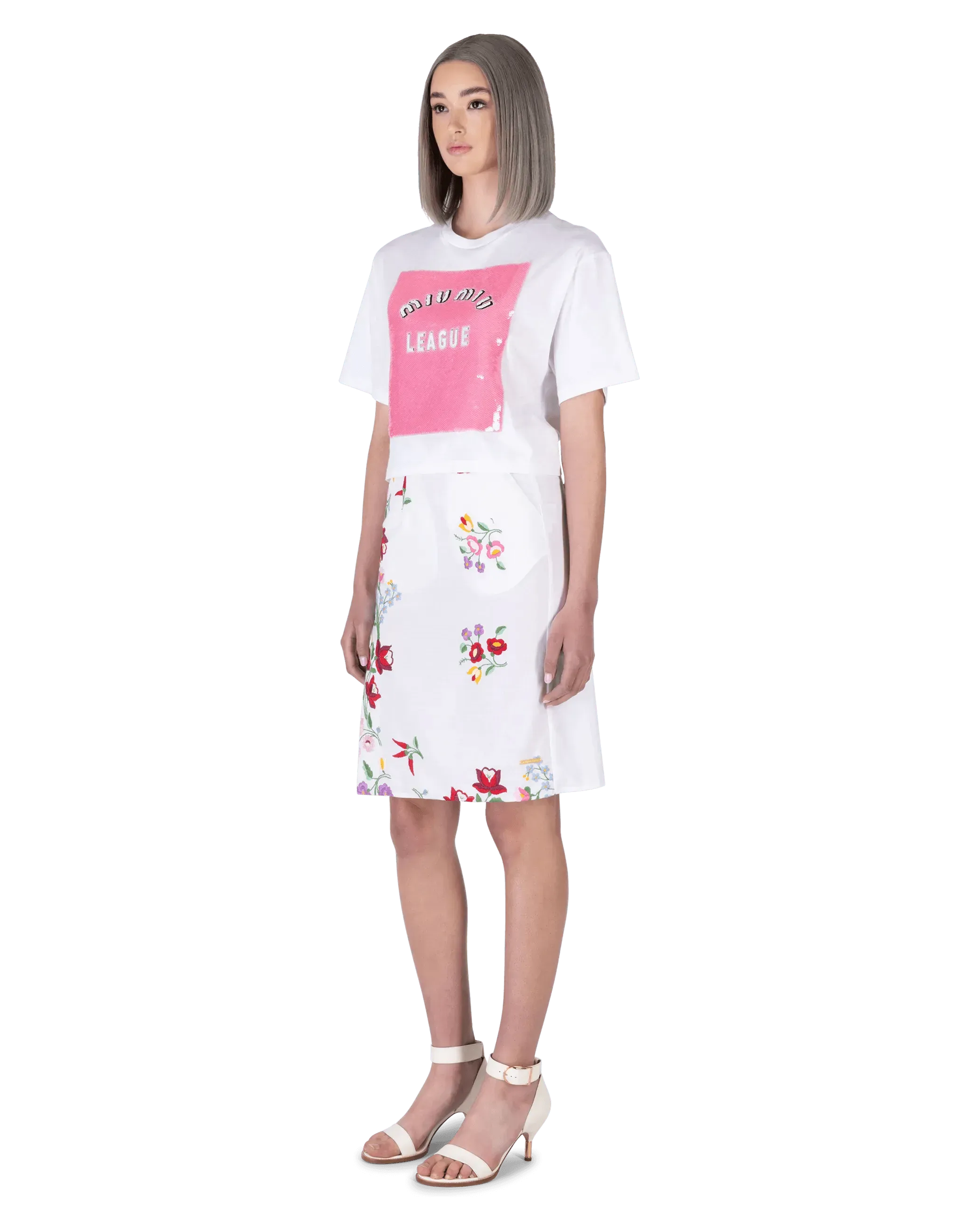 Sequinned Logo Cropped T-Shirt