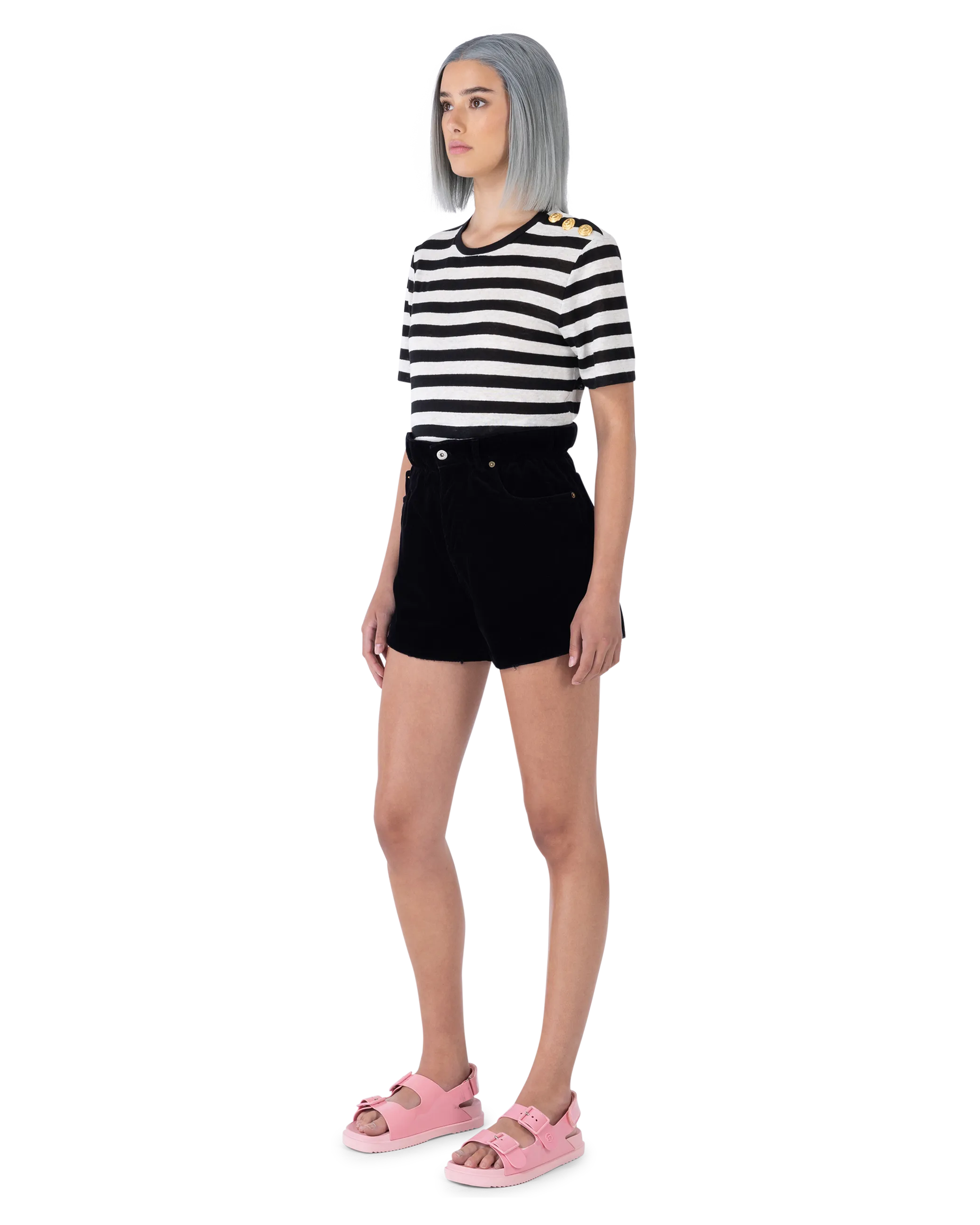 Paperbag Waist Velvet Shorts