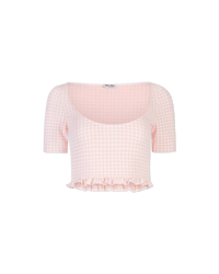 Cropped Check Blouse - DIHSAN