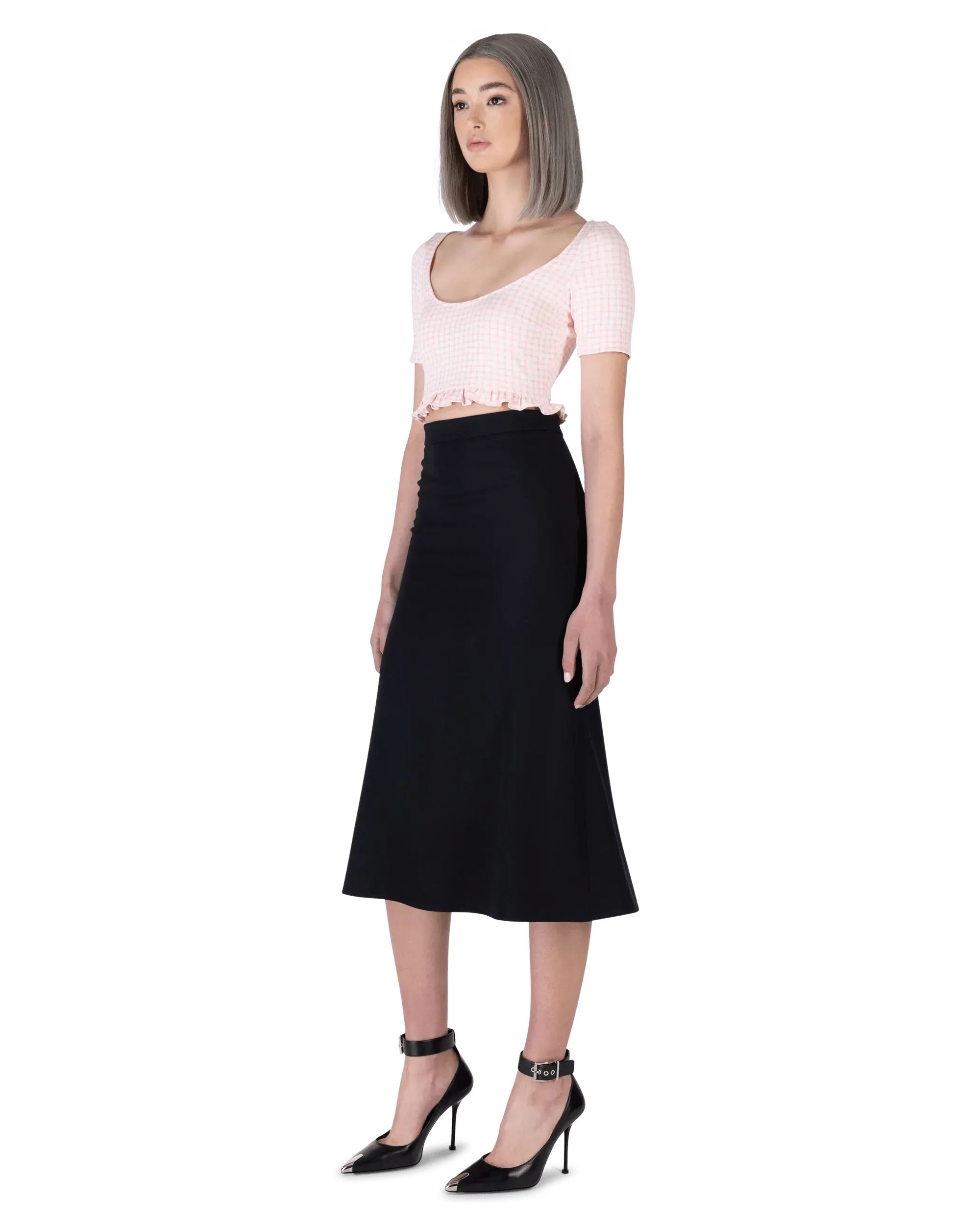 Crop Top Checkered Blouse