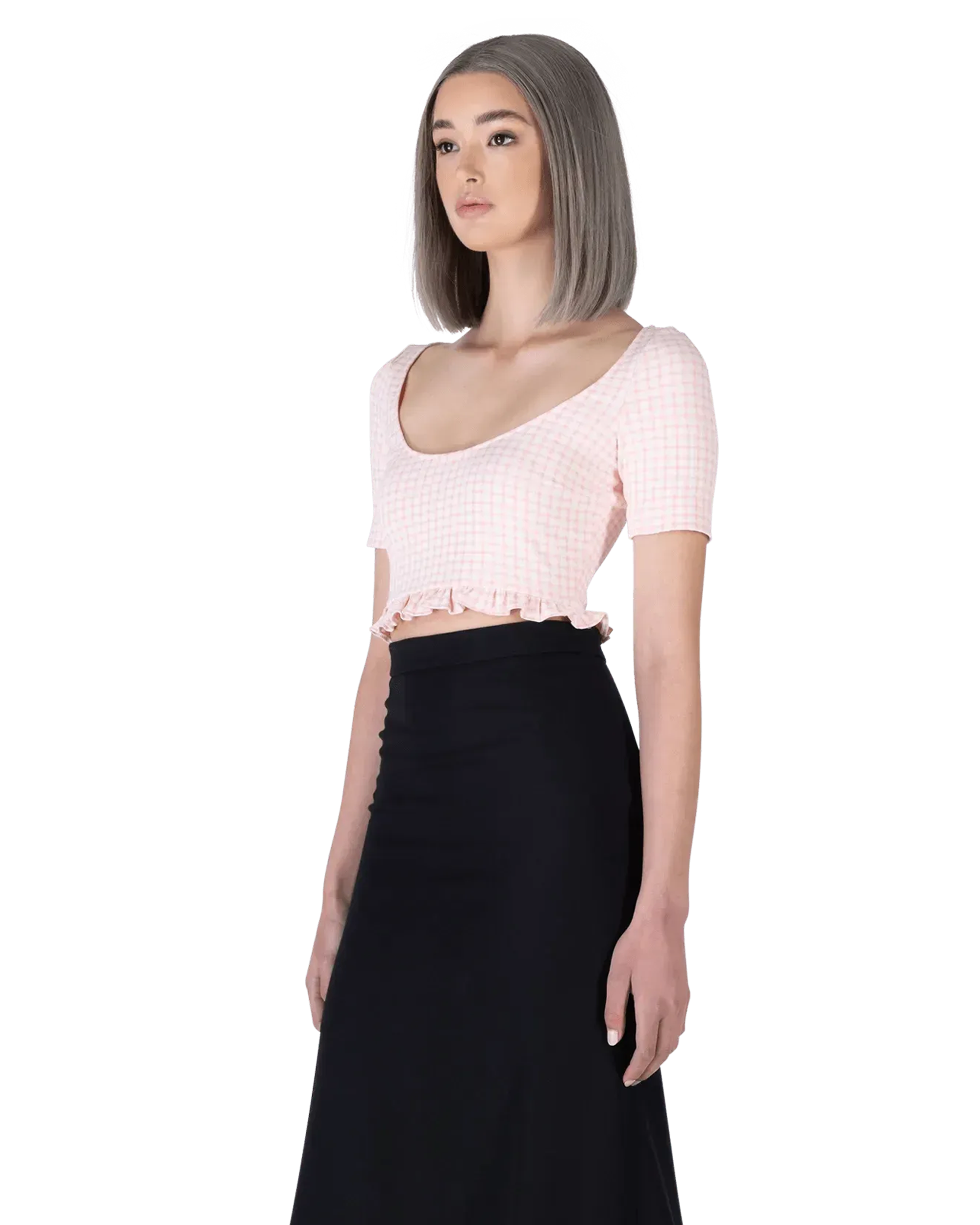 Crop Top Checkered Blouse