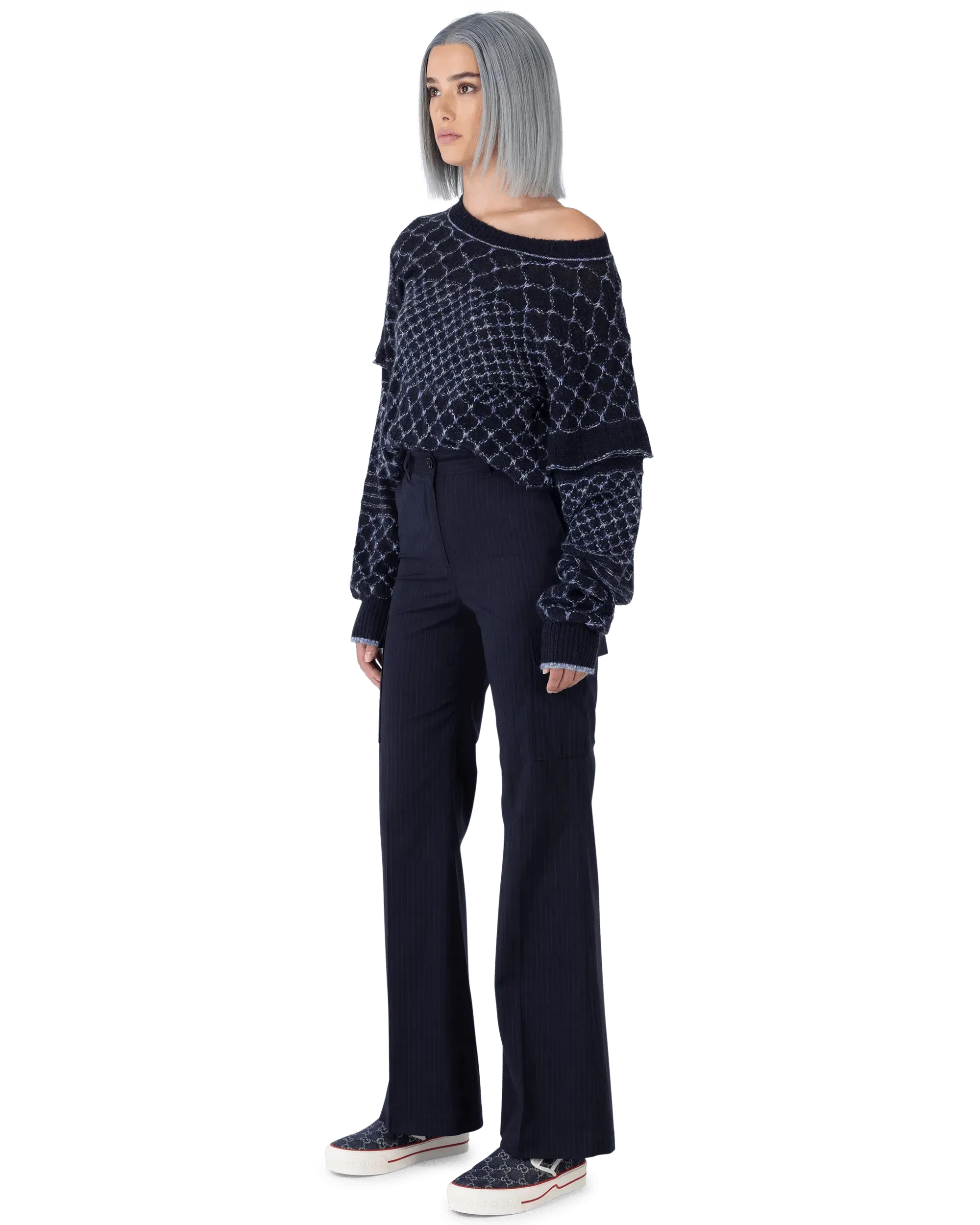 Straight Leg Pinstripe Pants - DIHSAN