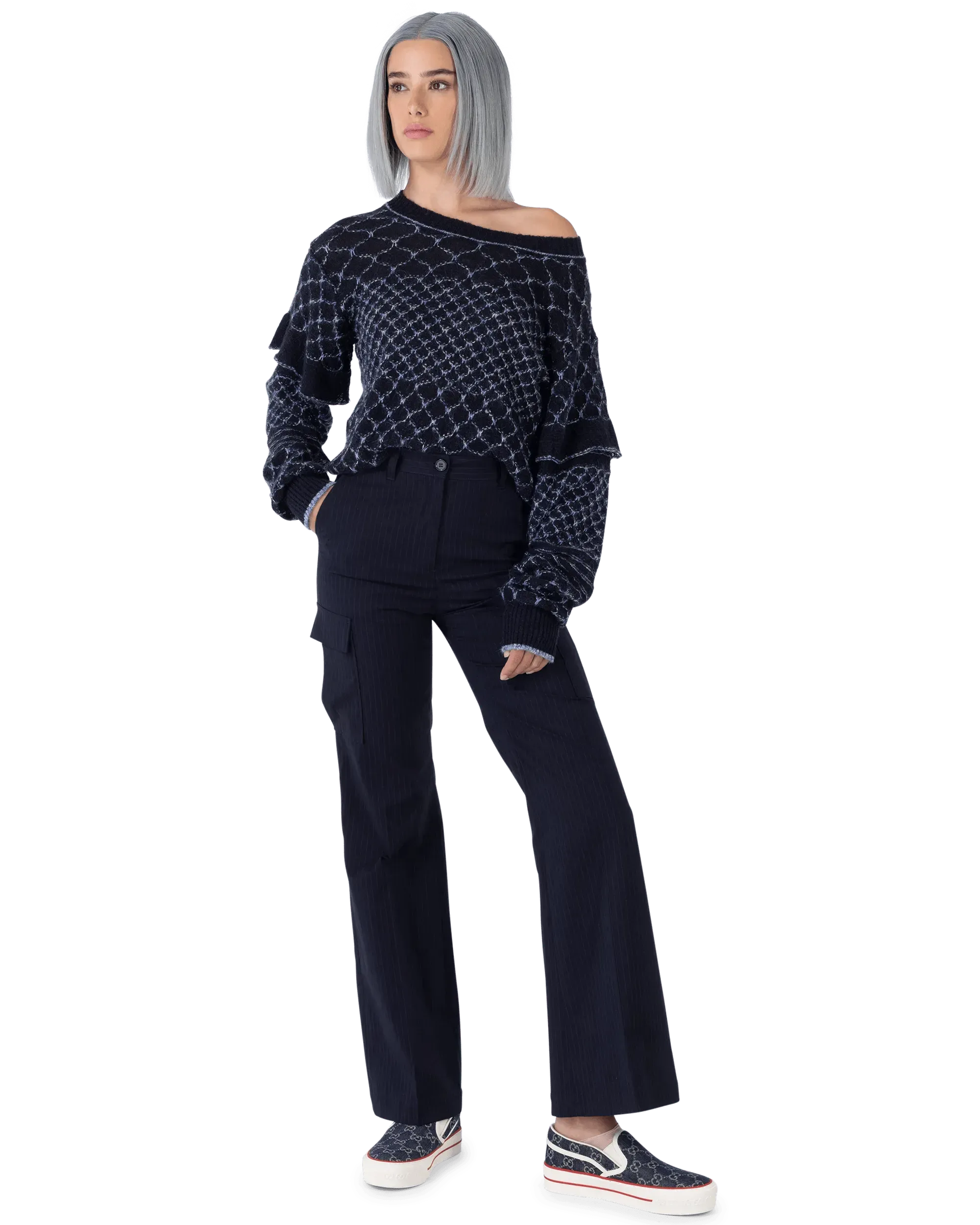 Straight Leg Pinstripe Pants - DIHSAN