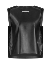Sleeveless Faux Leather Boxy Top - DIHSAN