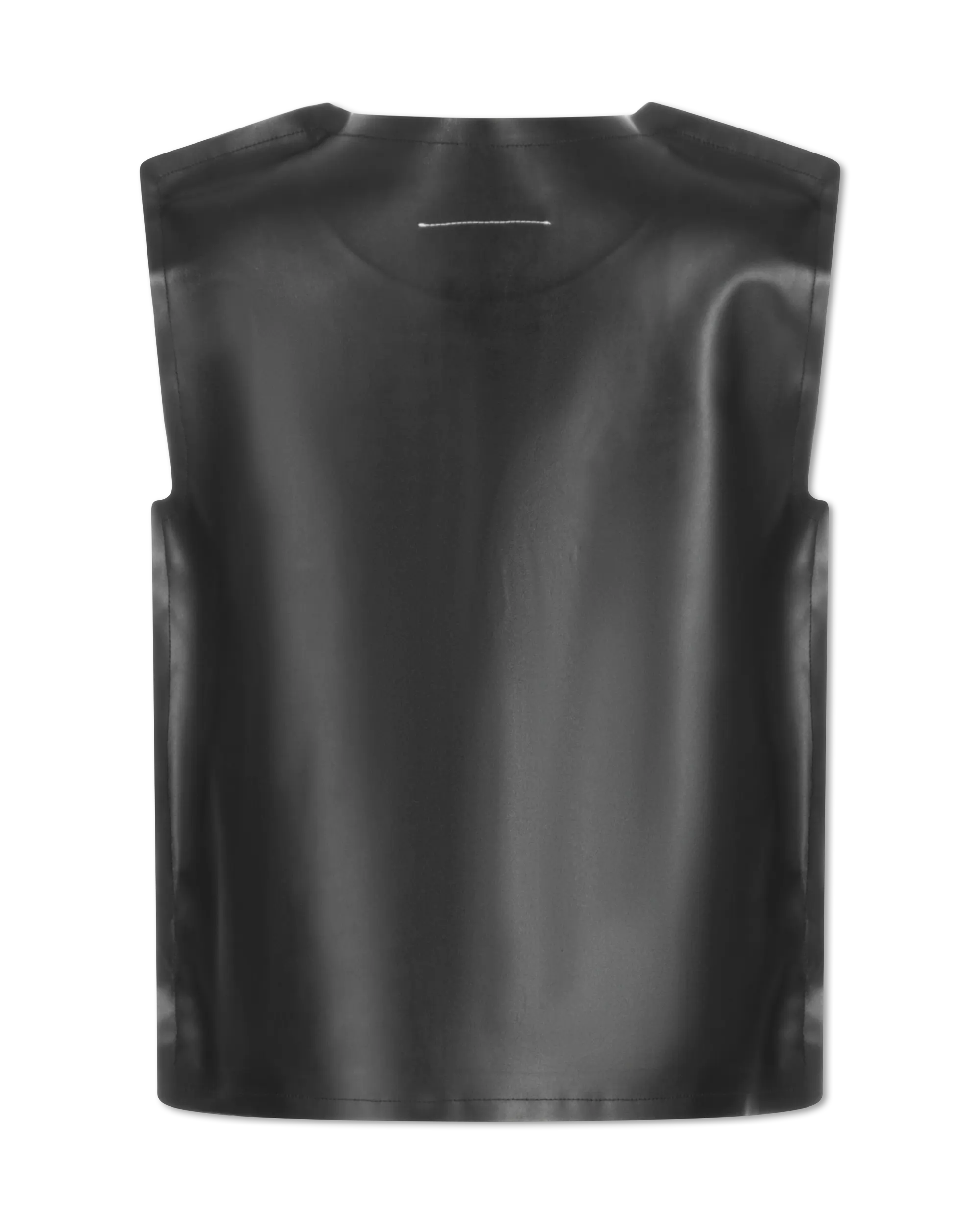 Sleeveless Faux Leather Boxy Top