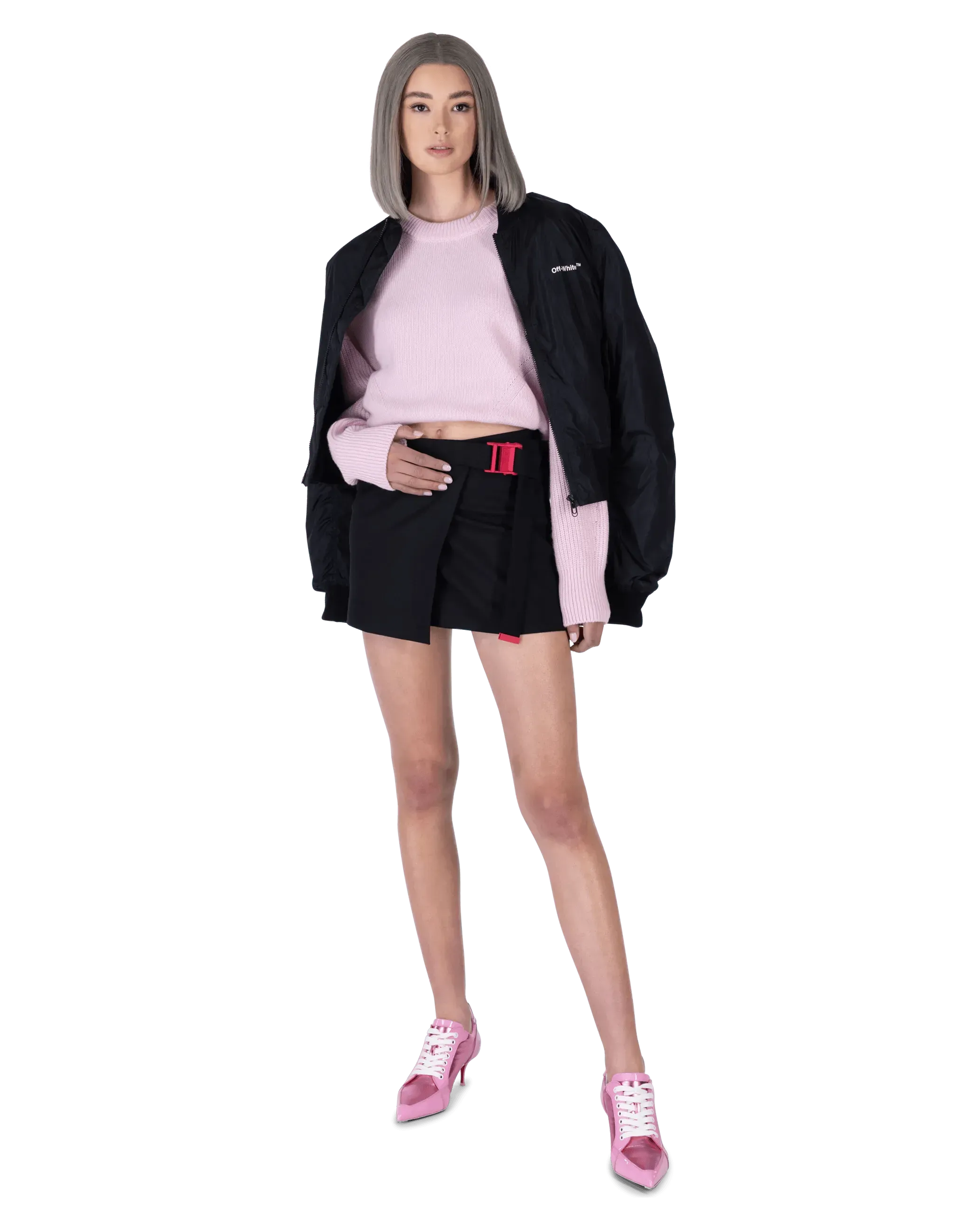 Asymmetric Belted Mini Skirt