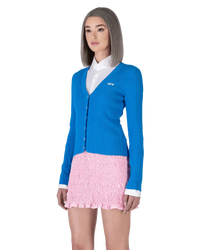 Logo-Stamped Ribbed Knit Cardigan