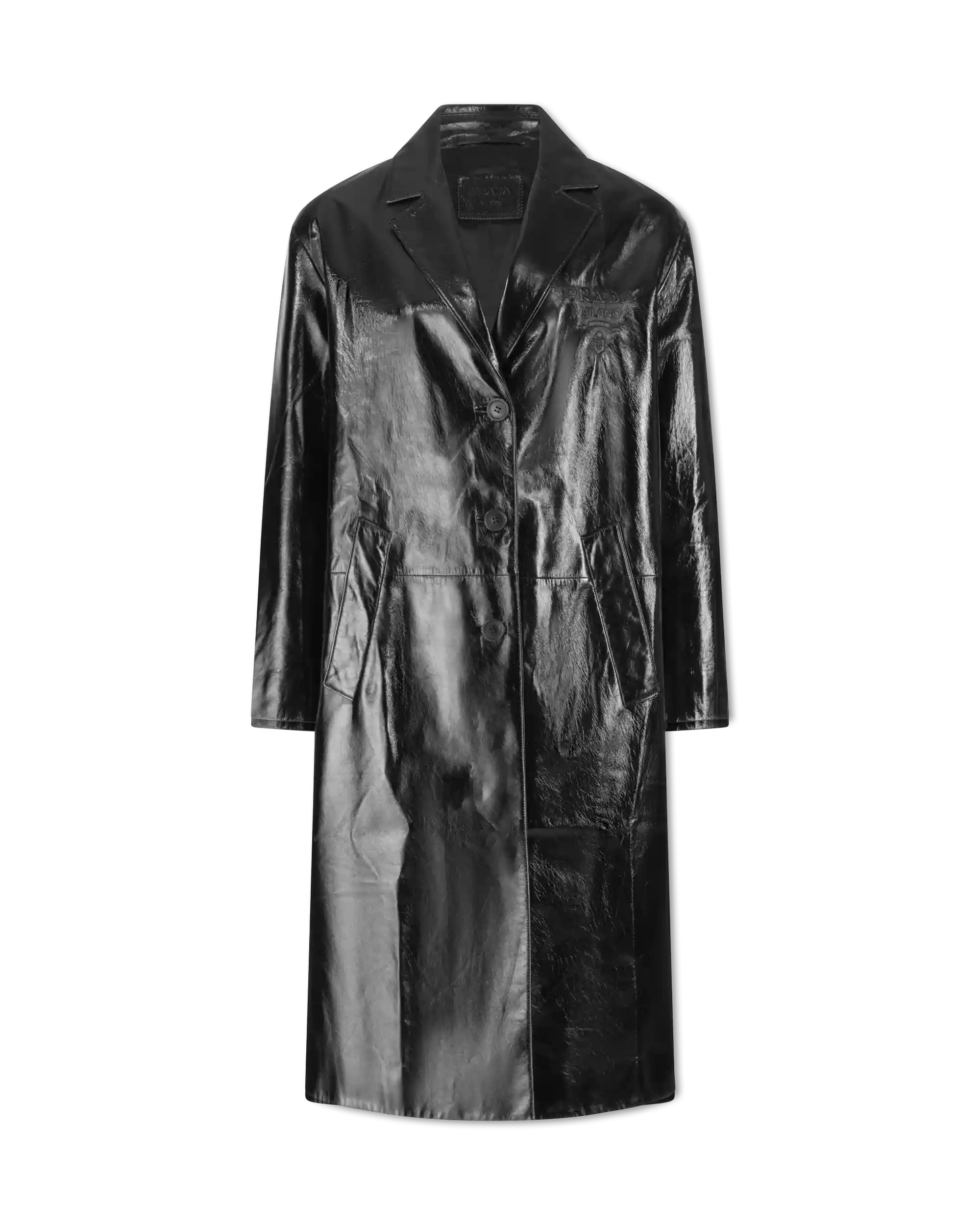 Relaxed Fit Patent Leather Coat