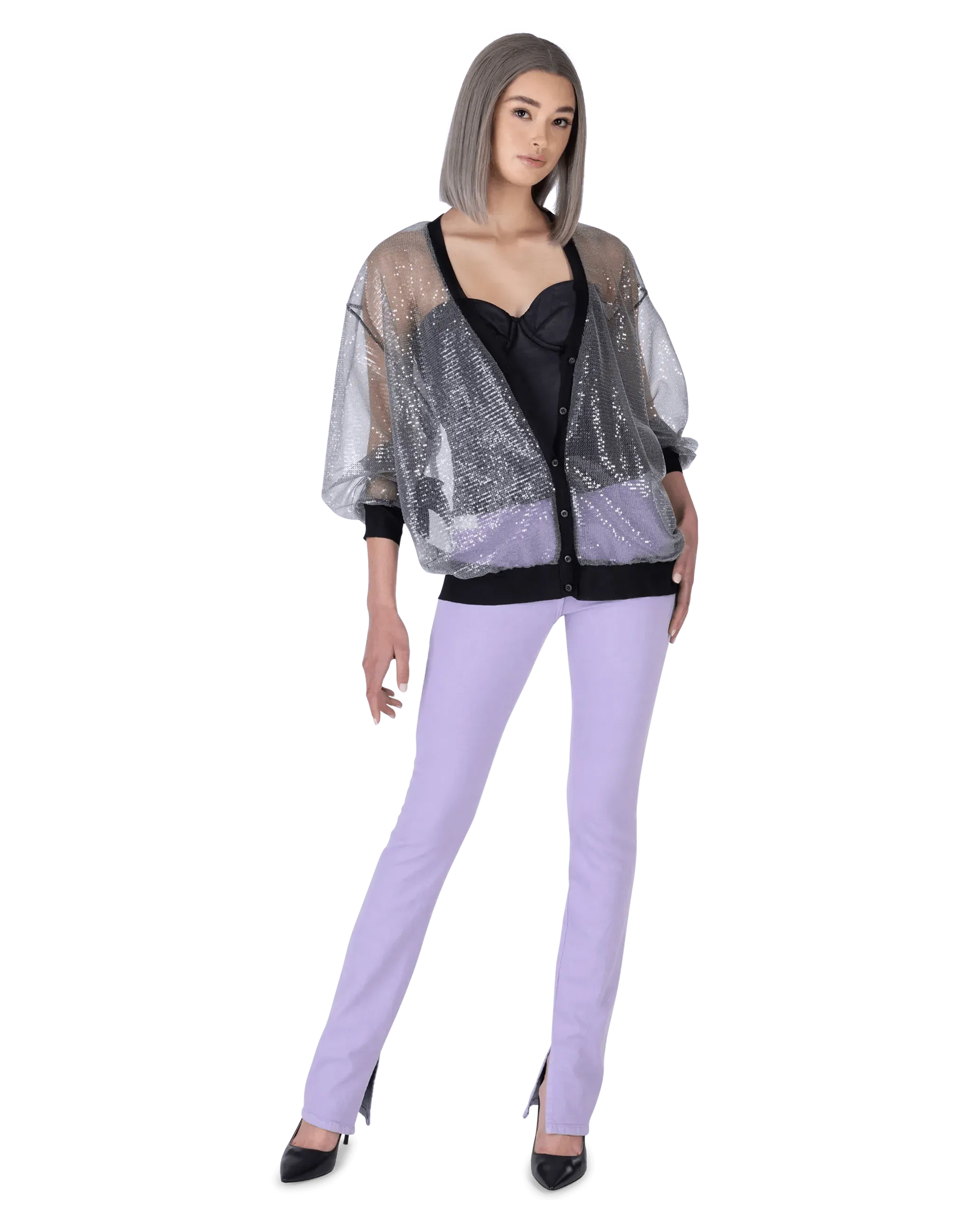 Sheer Sequined Cardigan