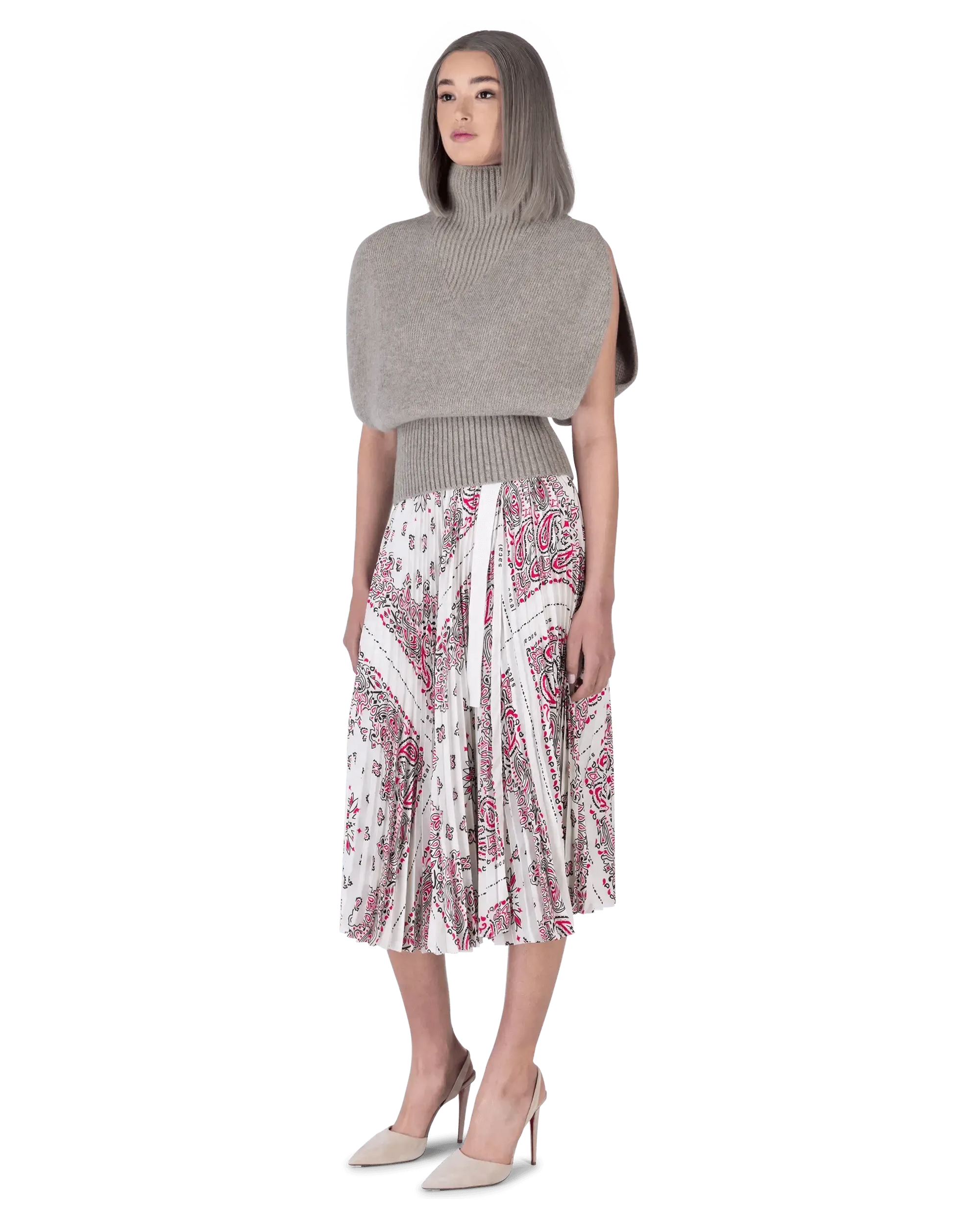 Sacai Pleated Skirt Paisley Print